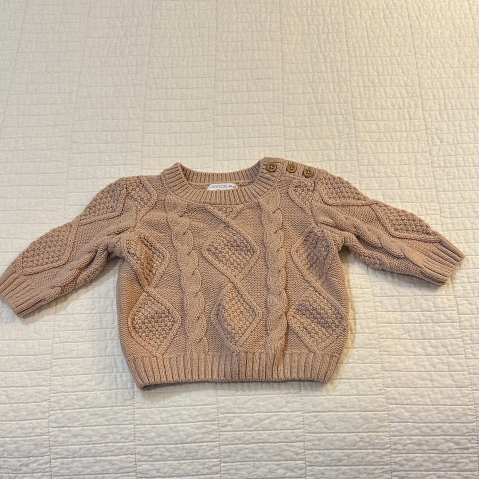 Other Grayson Mini Cozy Cable Knit Sweater Baby 0-3 mo Burts Bees Size US XXS / EU 40 - 1 Thumbnail