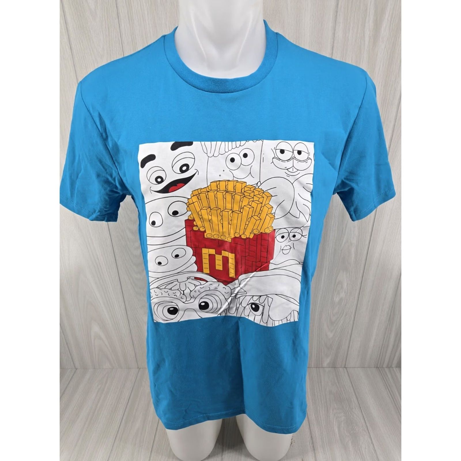 Vintage Light Blue McDonald's T-Shirt Large Adults Short Sleeve Unisex Blue 90s Theme Fry Design Mens Womens Size US L / EU 52-54 / 3 - 2 Thumbnail