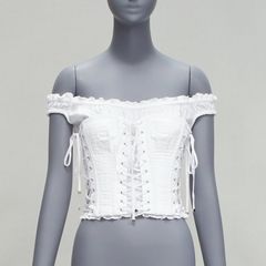 D&G DOLCE GABBANA 2001 Vintage white lace trim denim padded bra S