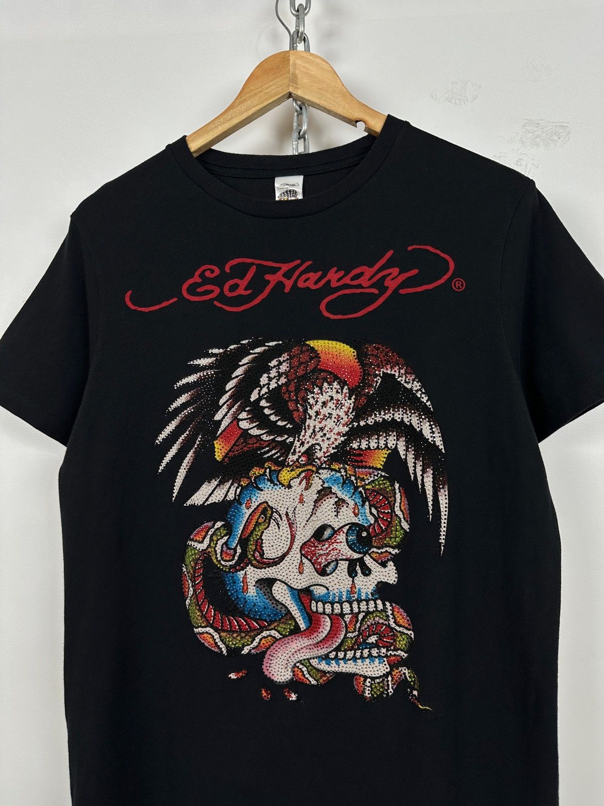 Ed Hardy Vintage Ed Hardy Rhinestones Skull Eagle Snake Black T-Shirt Size US M / EU 48-50 / 2 - 2 Thumbnail