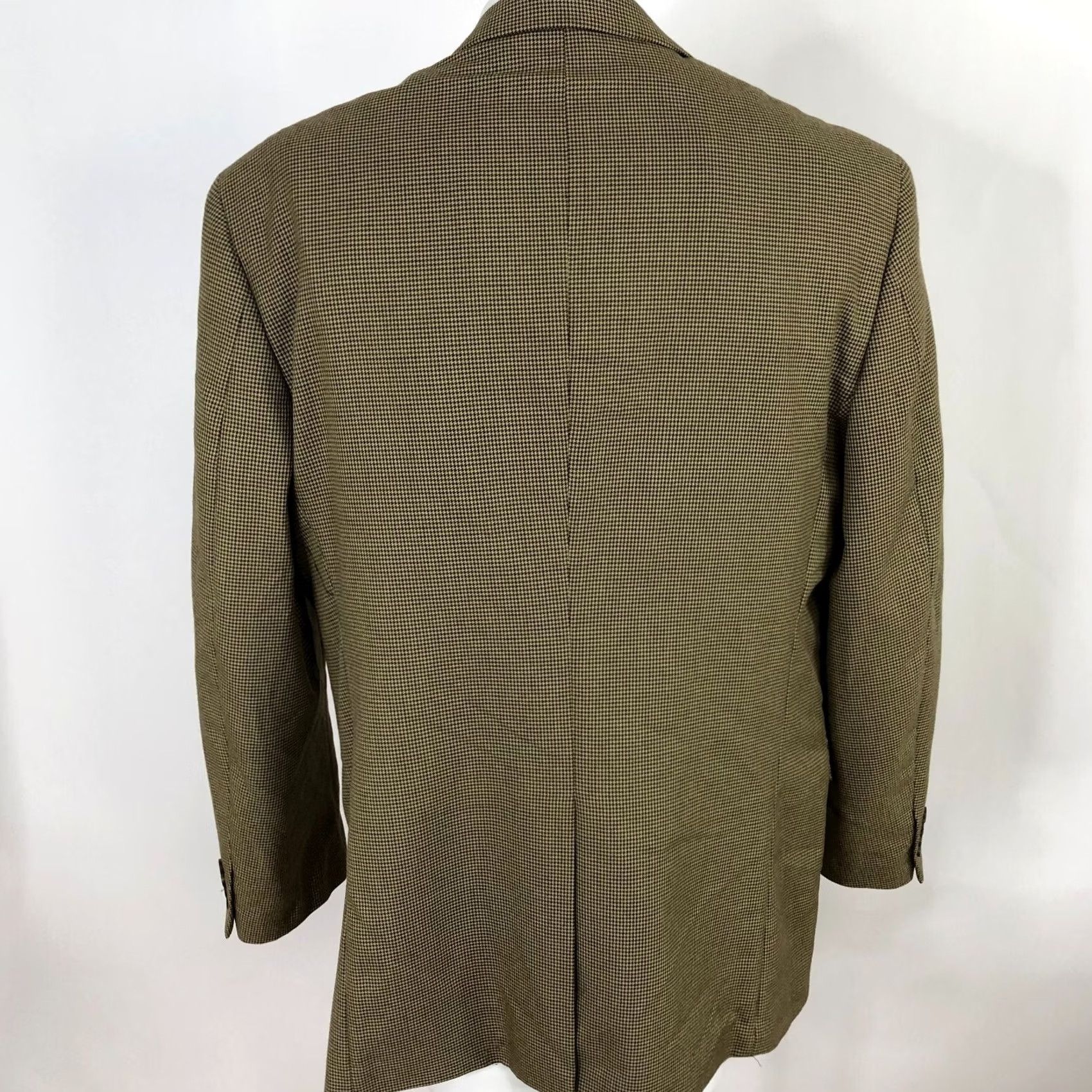 Chaps Chaps Houndstooth Blazer 44 L Men’s 100% Wool Blend Button Sport Coat Jacket Tan Brown Size 48R - 3 Thumbnail