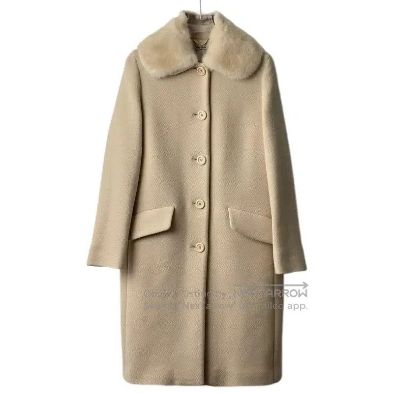 Miu Miu Miu Miu Women's Ivory Cotton Blend Coat . Size L / US 10 / IT 46 - 1 Thumbnail