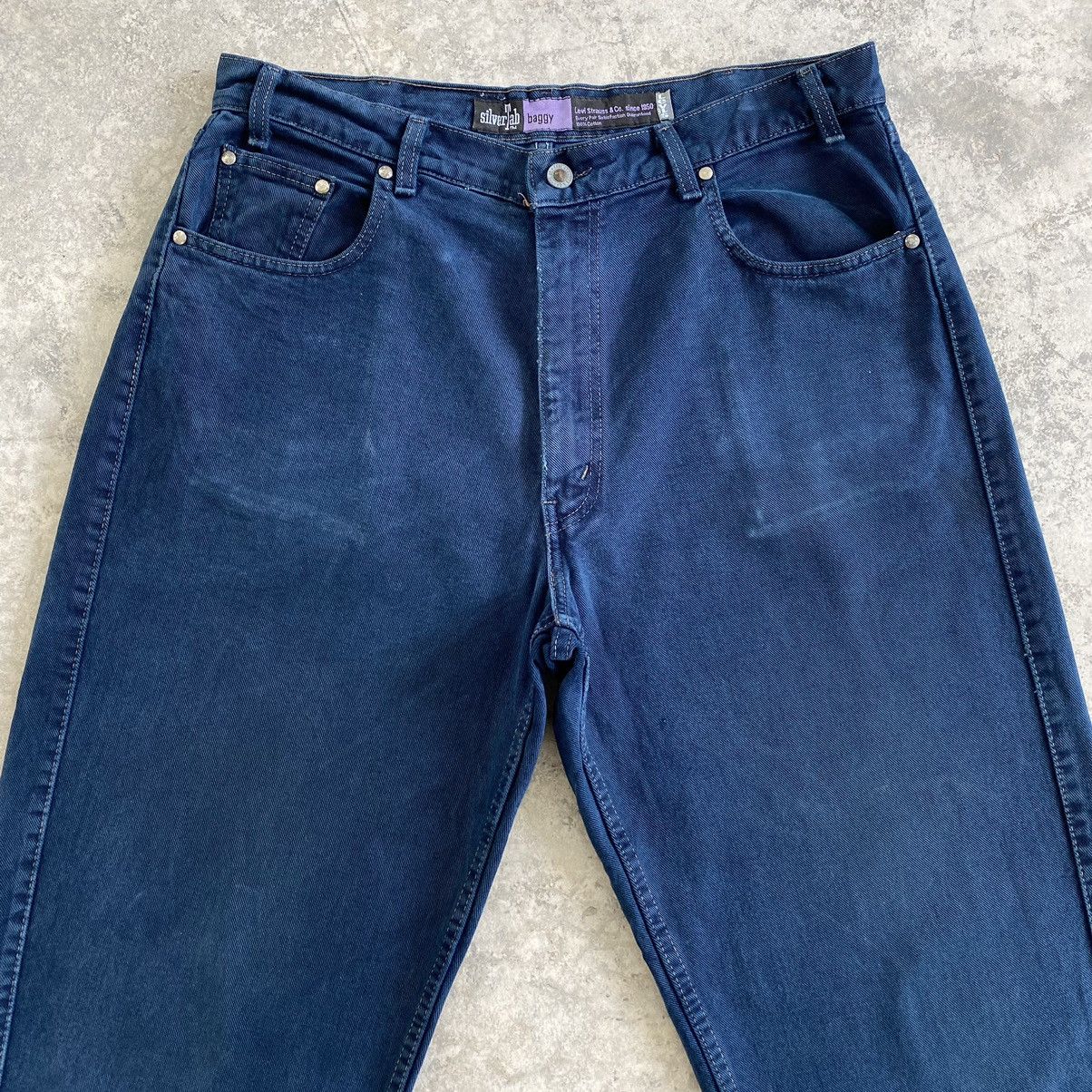 Levi's VTG 1992 Levi’s Silvertab Faded Midnight Blue Baggy Denim Size US 35 - 2 Thumbnail