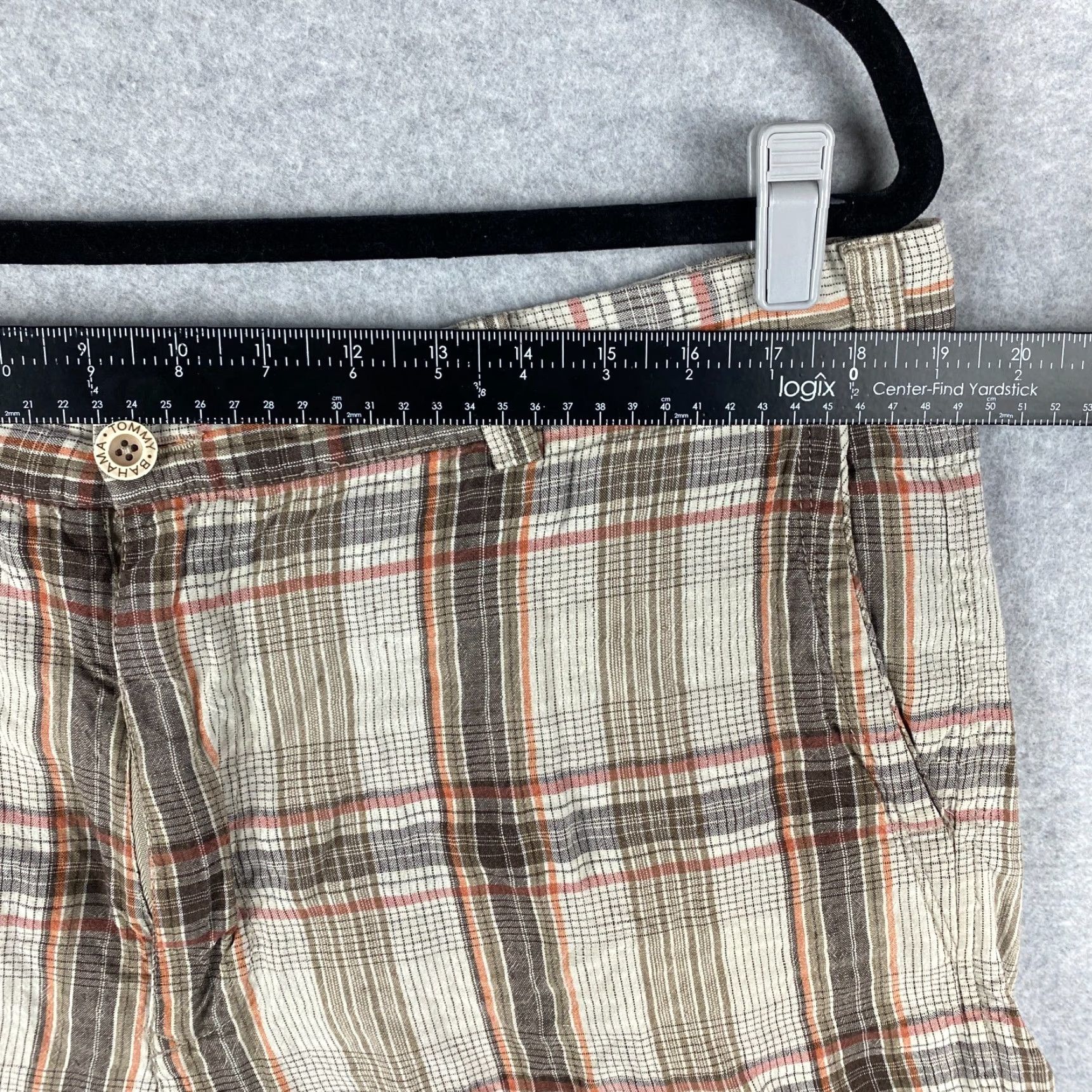 Tommy Bahama Tommy Bahama Shorts Mens 38 Brown Ivory Silk Linen Plaid Button Pocket Size US 38 / EU 54 - 4 Thumbnail