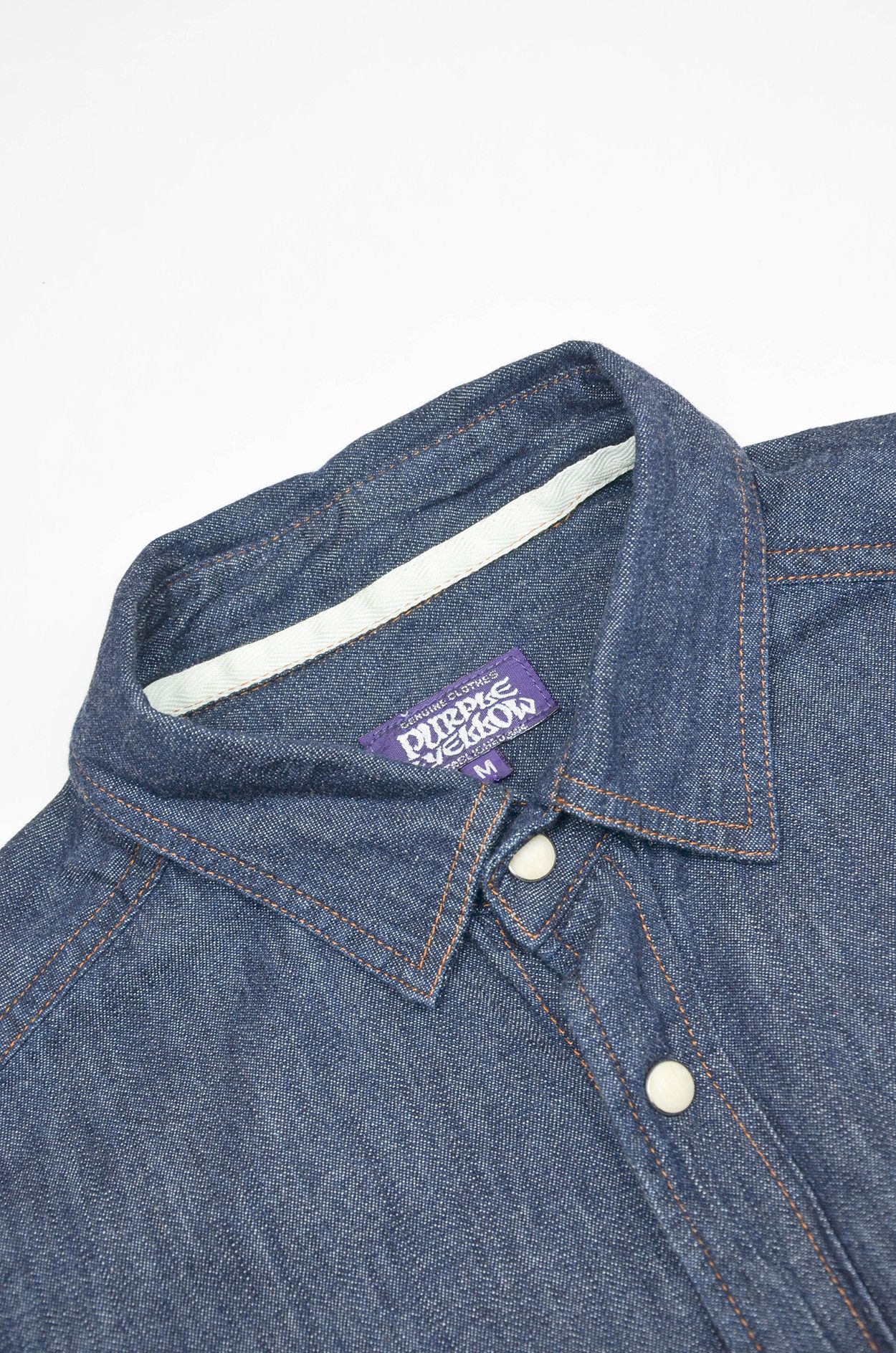 Purple Purple & Yellow Indigo Denim Pearl-Snap Western Shirt SS - M Size US M / EU 48-50 / 2 - 5 Thumbnail