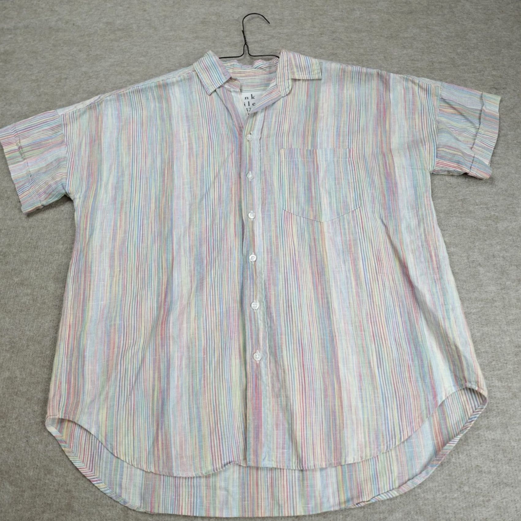 Frank & Eileen Frank & Eileen Shirt XS White Striped Linen Cotton Short Sleeve Button-Up Womens XS White Striped Linen Cotton Shirt Size XS / US 0-2 / IT 36-38 - 3 Thumbnail