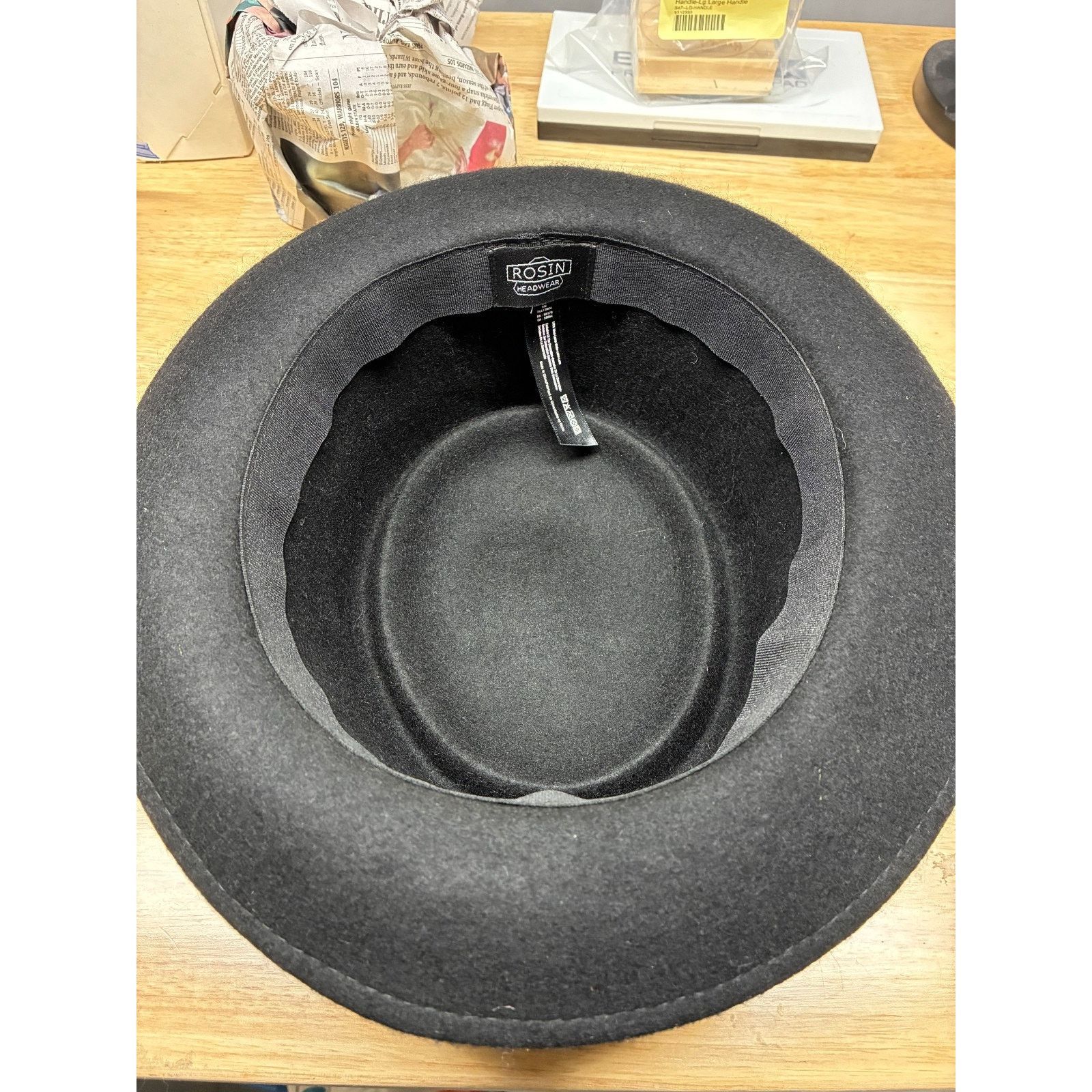 Other Rosin Headwear Black Wool Felt Pork Pie Hat – Size M Size ONE SIZE - 2 Thumbnail