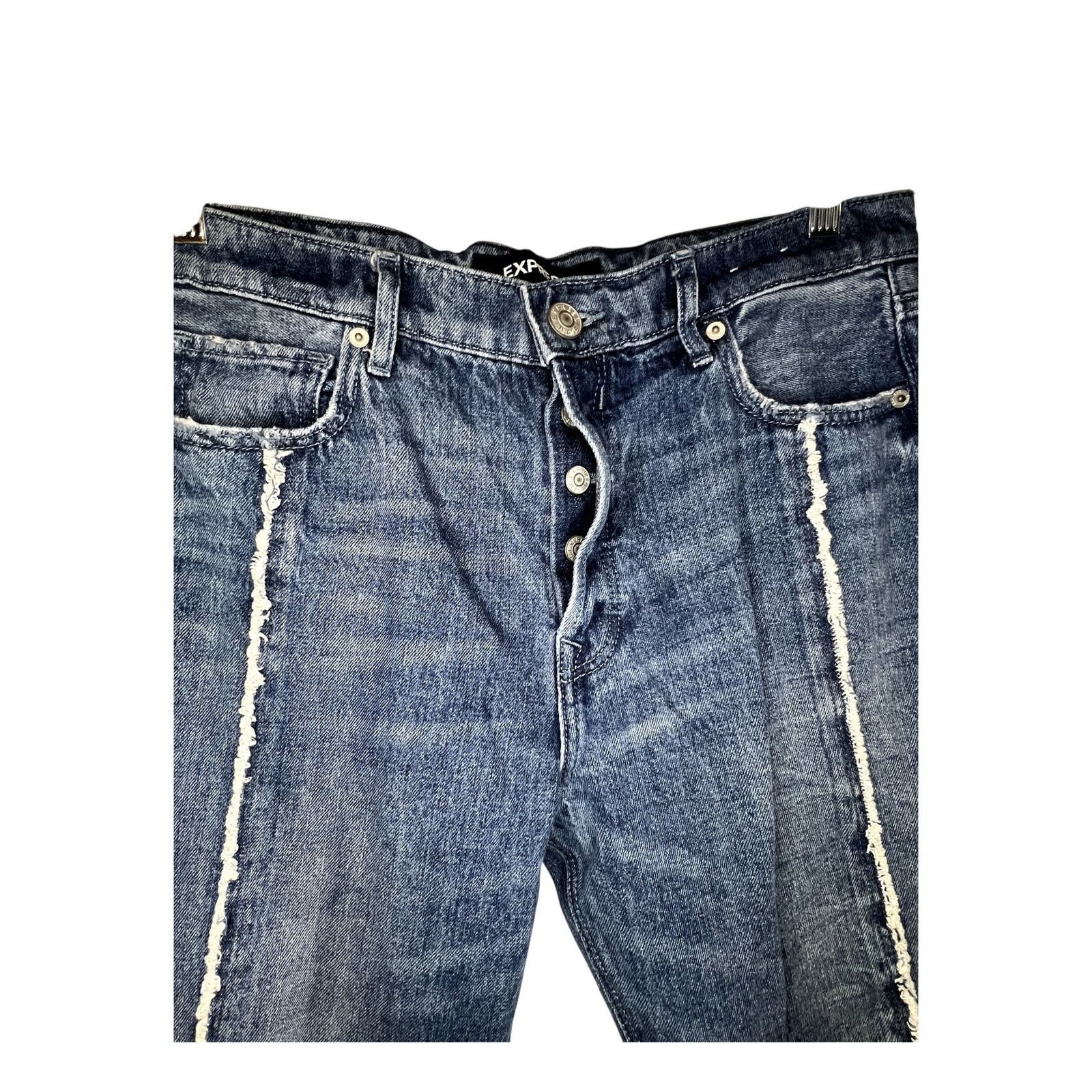 Express Express Vintage High Rise Button Fly Raw Hem Jeans Size 6 Size 28" / US 6 / IT 42 - 2 Thumbnail