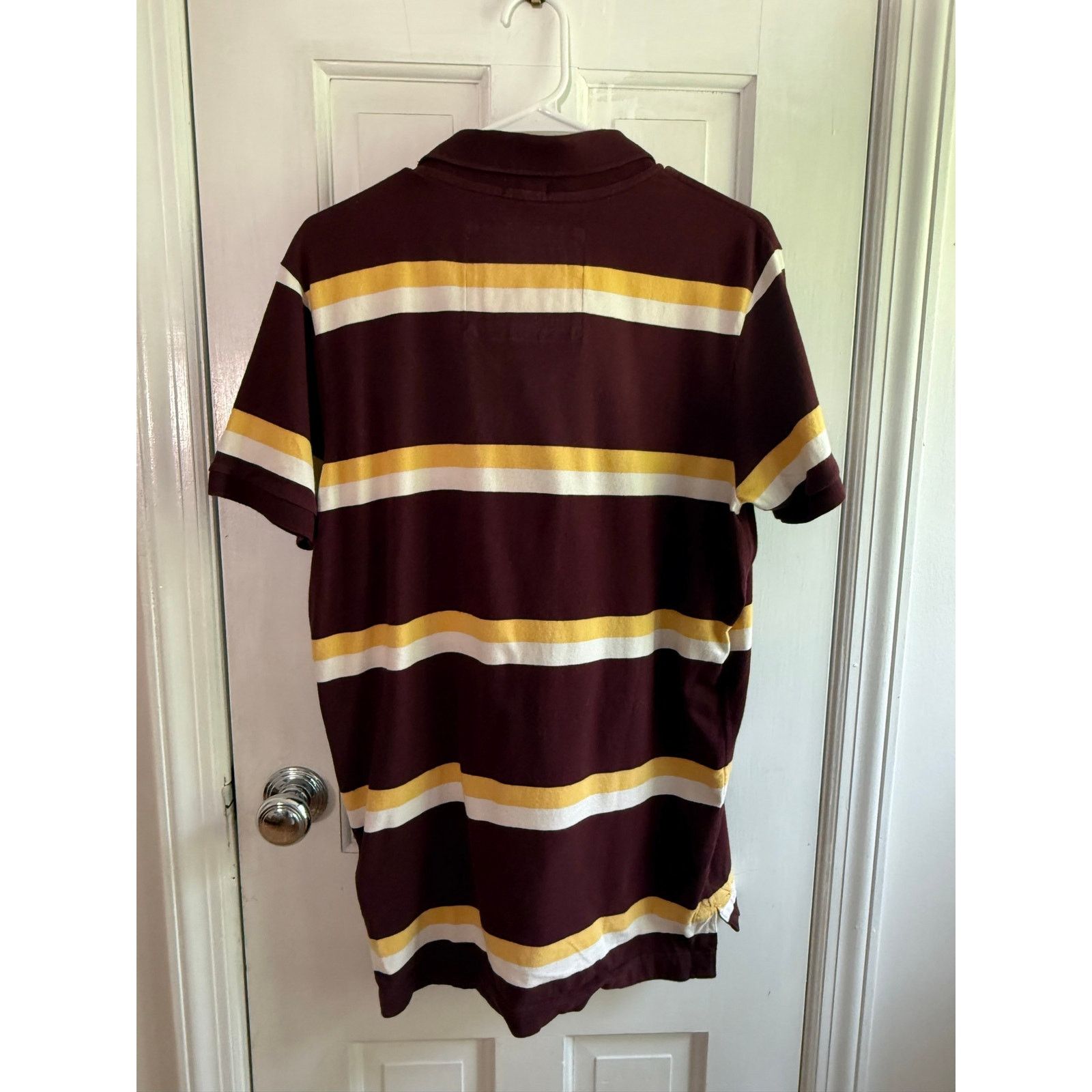 Abercrombie & Fitch Vintage Abercrombie Fitch Polo XL BrownYellowWhite StripsY2K Size US XL / EU 56 / 4 - 5 Thumbnail