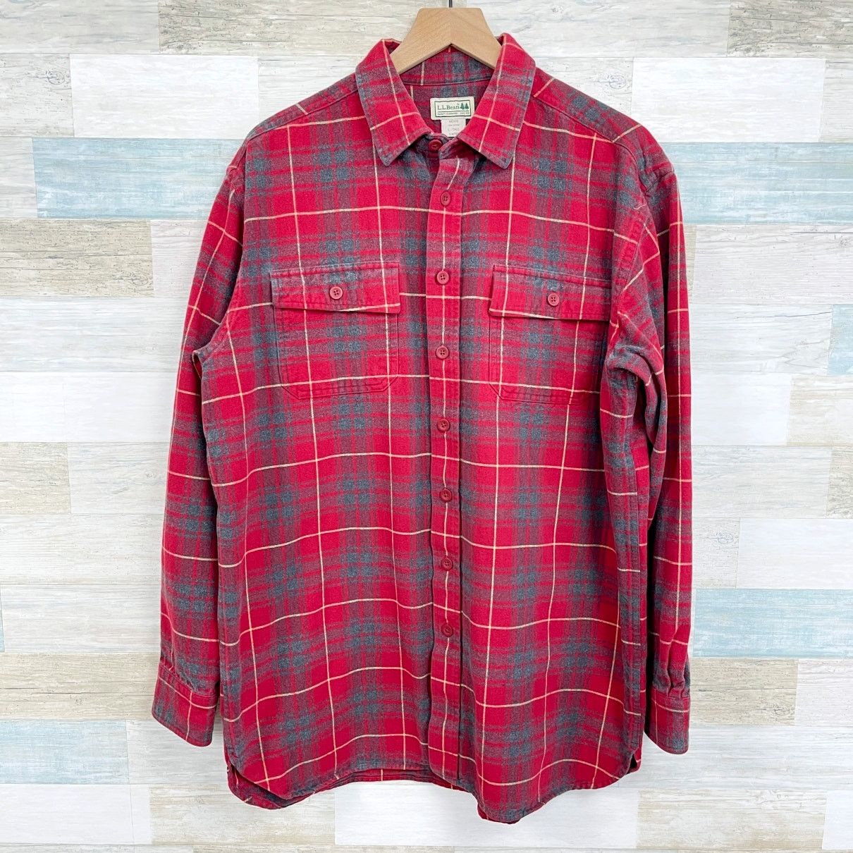 L.L. Bean LL Bean Plaid Flannel Button Front Shirt Red 90s Mens L Tall Size US L / EU 52-54 / 3 - 1 Thumbnail