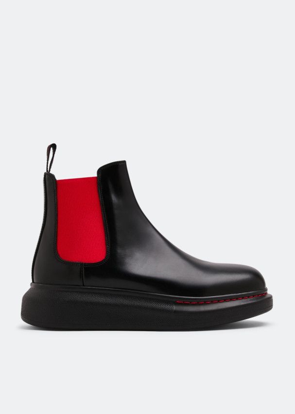 Alexander McQueen o1y0225 Ankle Boots in Black & Red Size US 7.5 / IT 37.5 - 1 Thumbnail