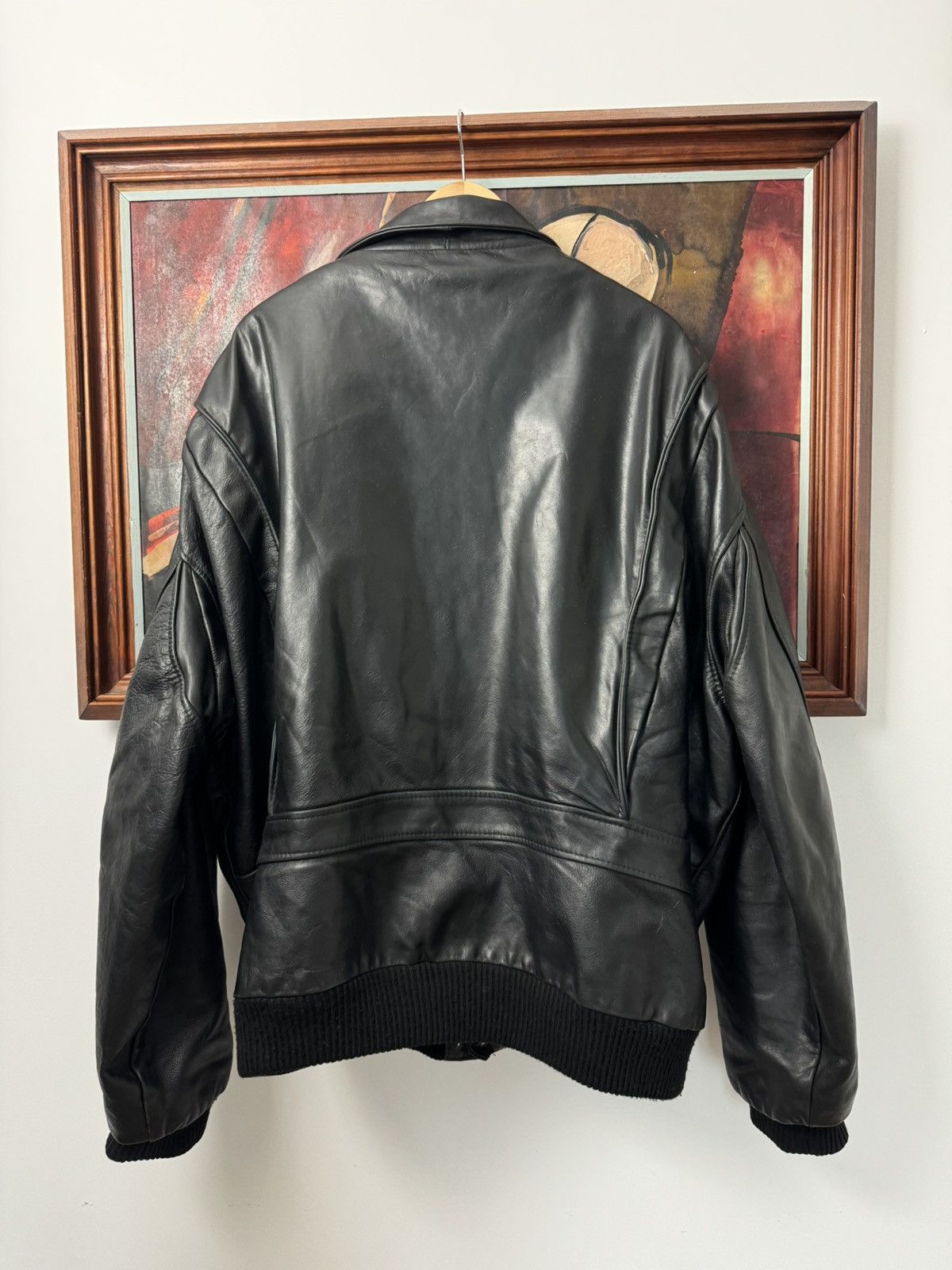 Leather Leather Jacket USA Us Force Vintage 90s High Quality Rare Size US XL / EU 56 / 4 - 3 Thumbnail