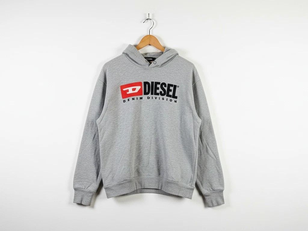 Diesel Diesel S-Ginn Denim Division Spellout Logo Hoodie Gray Men M Size US M / EU 48-50 / 2 - 1 Thumbnail