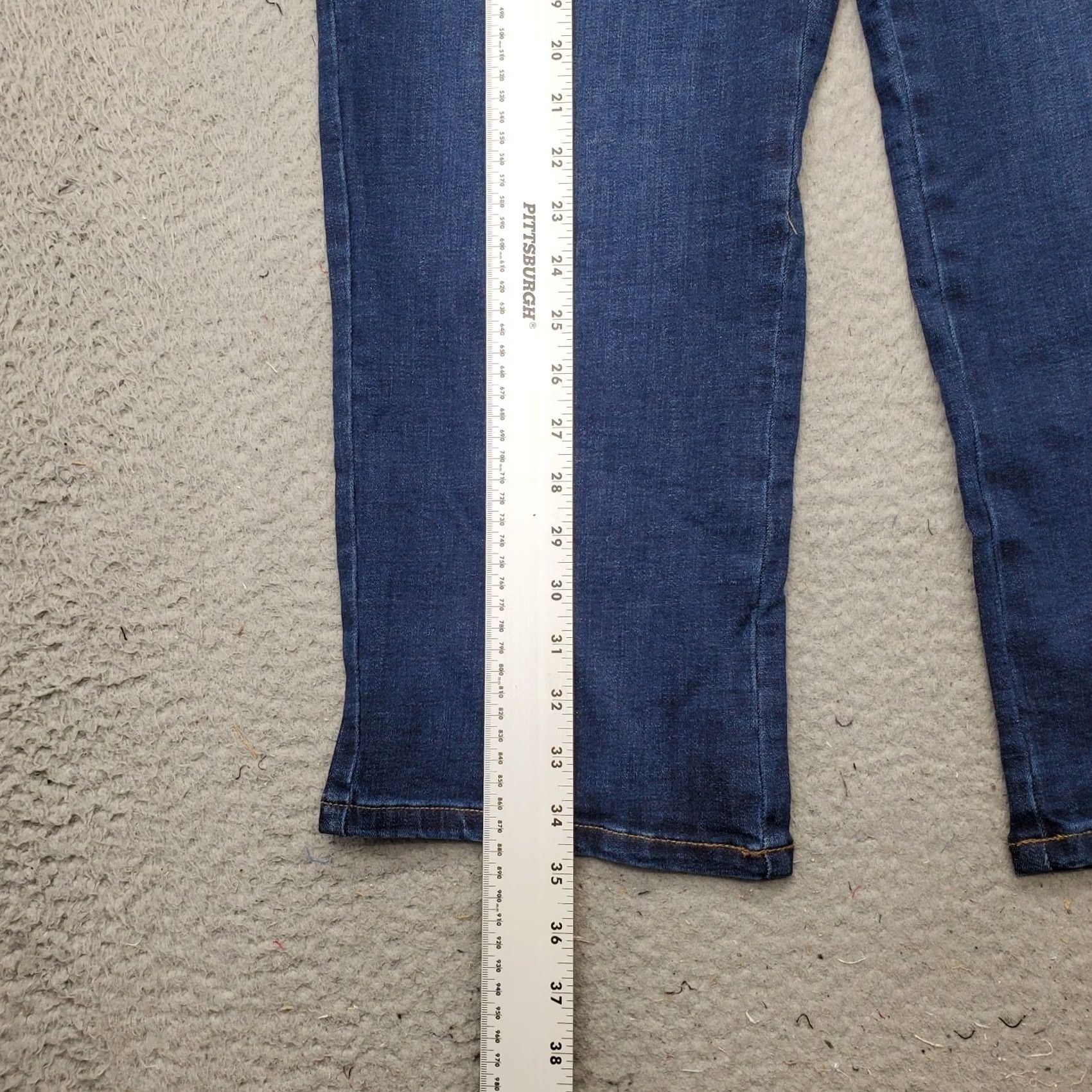 Denime D&Co. Jeans Womens Petite 16P Blue Denim Dark Wash Whiskered Comfort Straight Leg Jeans Size 38" / US 16 / IT 52 - 3 Thumbnail