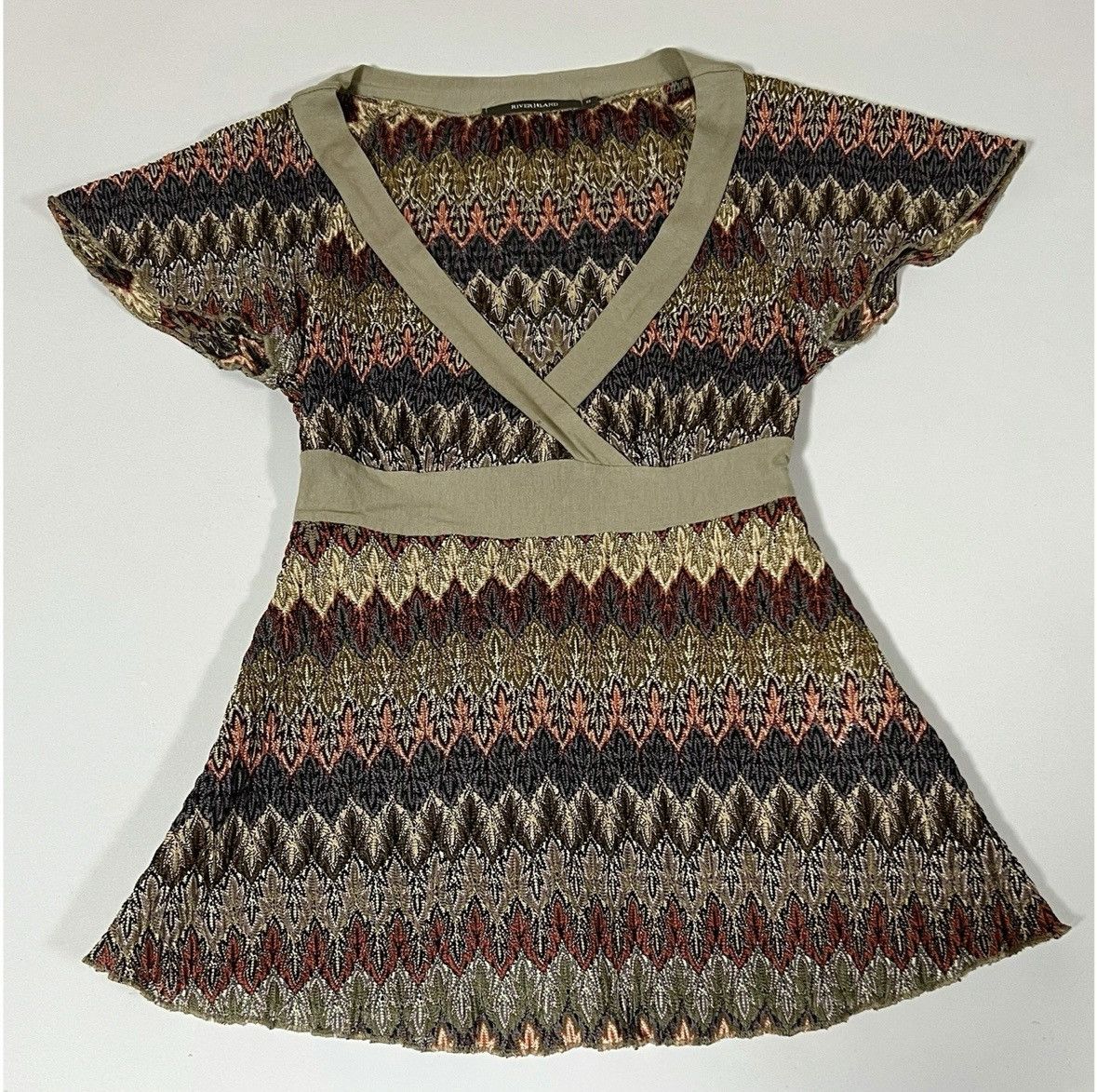 River Island River Island Olive Boho Babydoll Shirt Top Blouse Size 8 🤎✨ Size M / US 6-8 / IT 42-44 - 1 Thumbnail