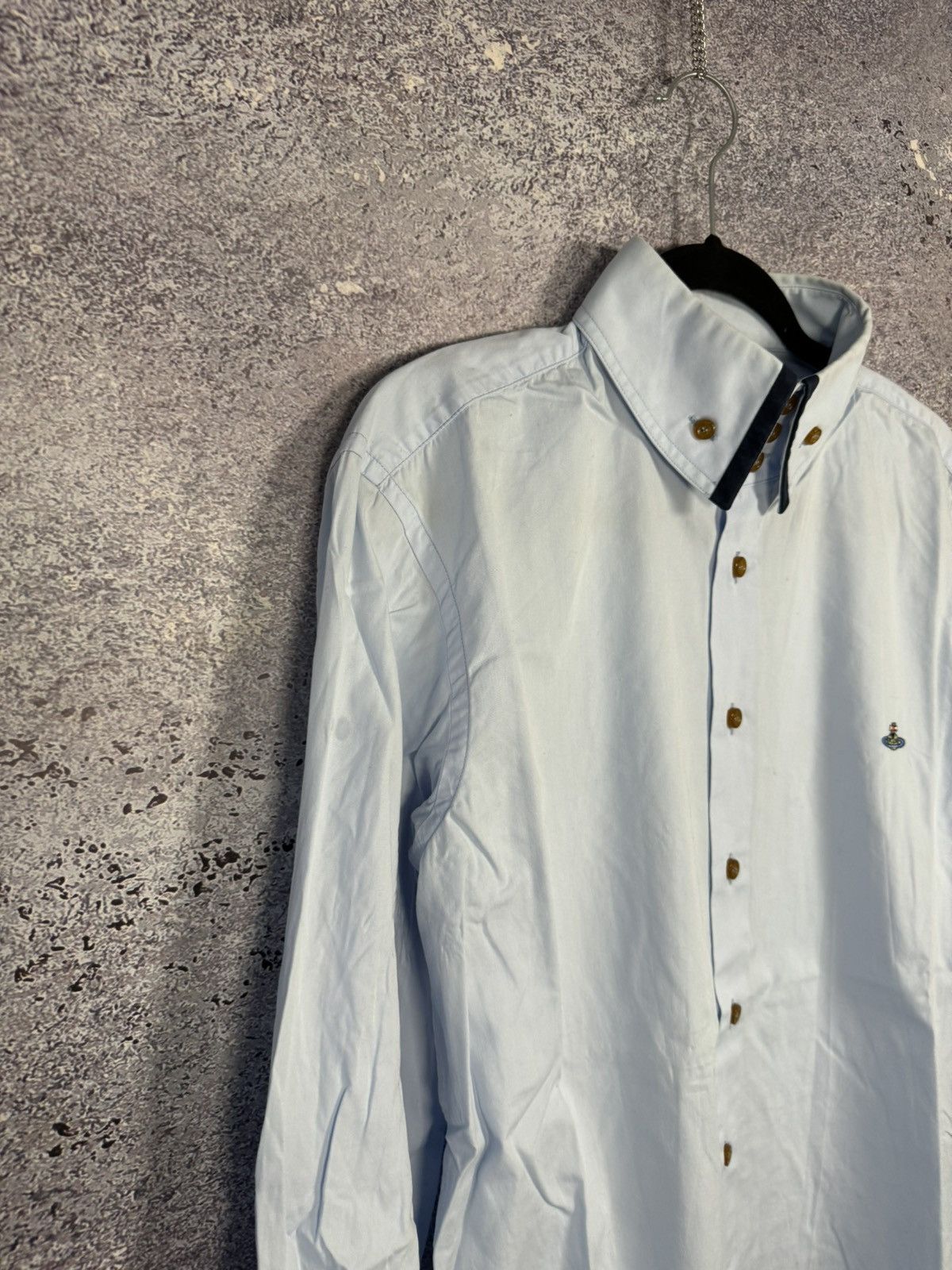 Vintage × Vivienne Westwood Blue Vivienne Westwood 3 Button Krall Shirt Orb Embroidery Size US XL / EU 56 / 4 - 5 Thumbnail