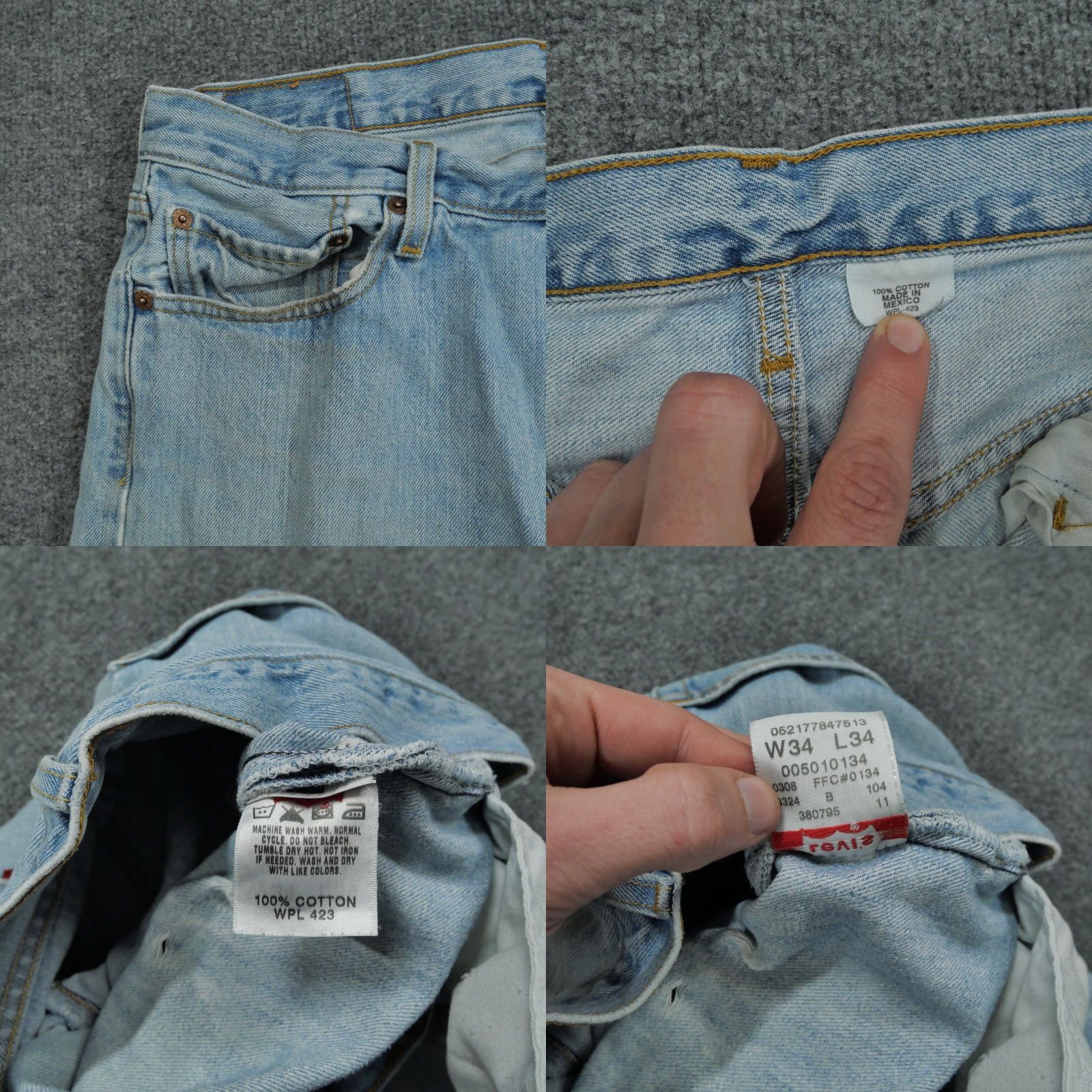 Levi's VINTAGE Levi's 501 Jeans Mens 34x34 Blue Distressed Grunge Button Fly Classic Straight Pants 90s Mens Size US 34 / EU 50 - 8 Thumbnail