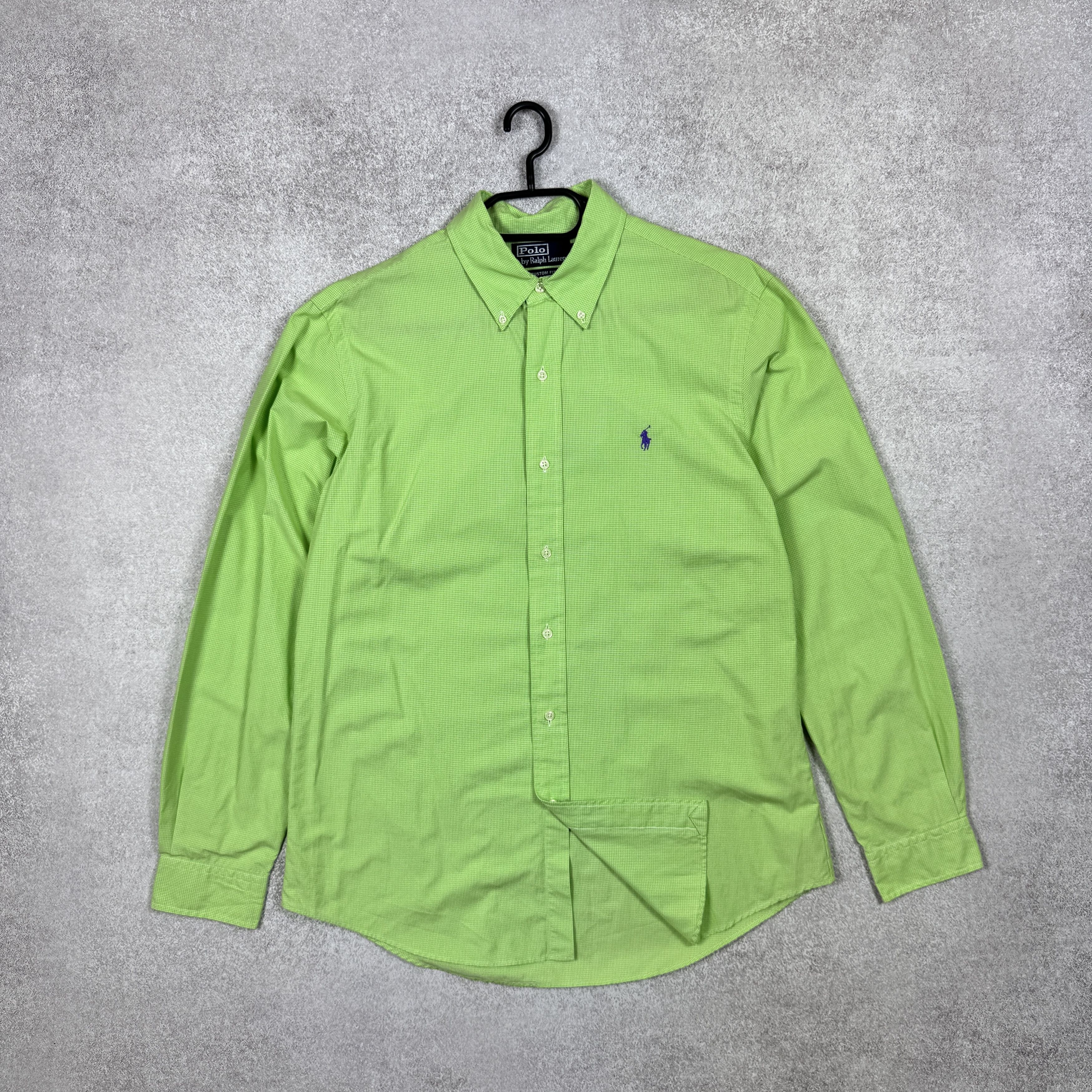 Polo Ralph Lauren Men`s Polo Ralph Lauren Green Cotton Custom Fit Shirt Size L Size US L / EU 52-54 / 3 - 1 Thumbnail