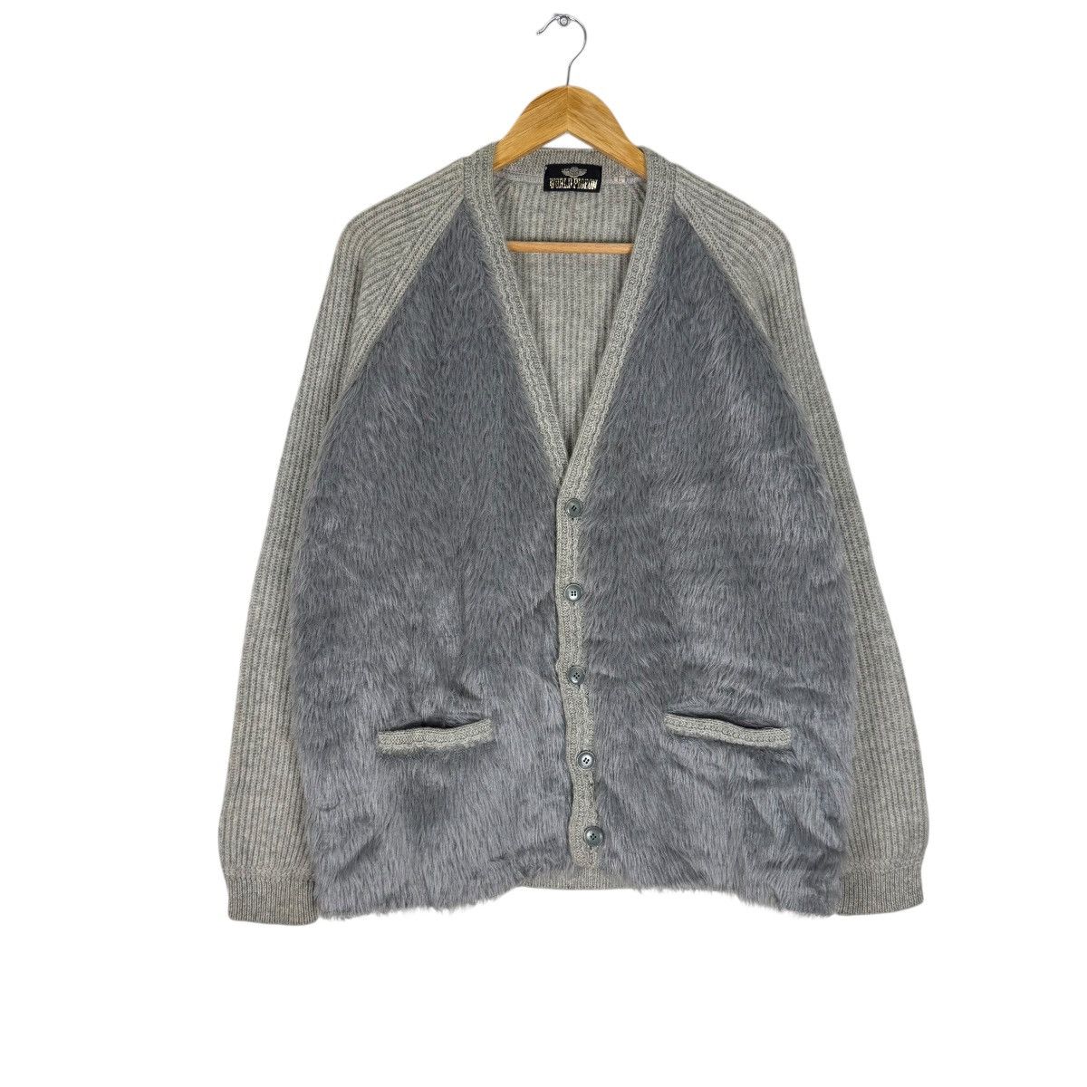 Vintage 🌟60s WORLD PIGEON MOHAIR GRIZLY CARDIGAN JACKET Size US L / EU 52-54 / 3 - 3 Thumbnail