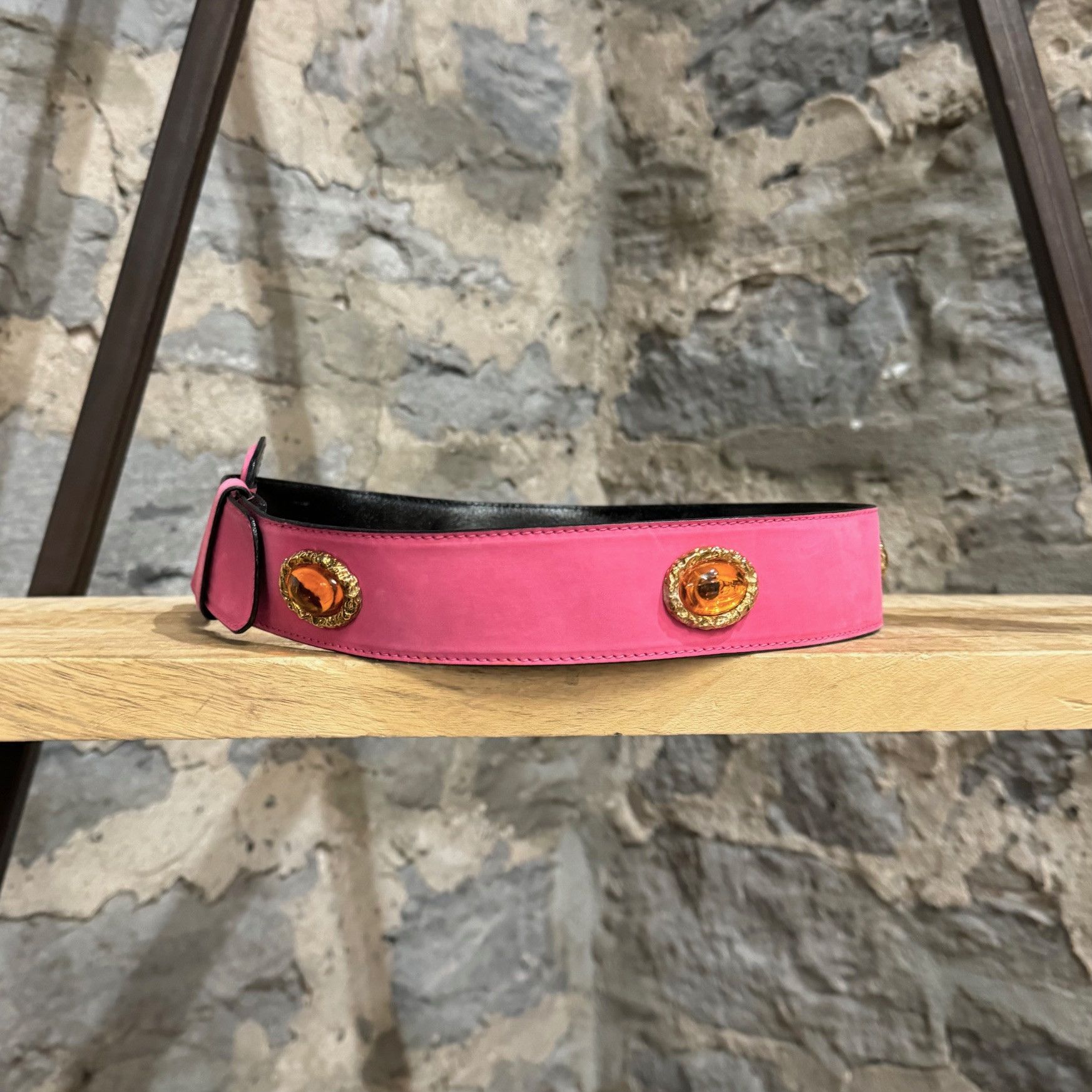 Escada Escada Vintage 90s Pink Suede Stone Embellished Belt Size ONE SIZE - 4 Thumbnail