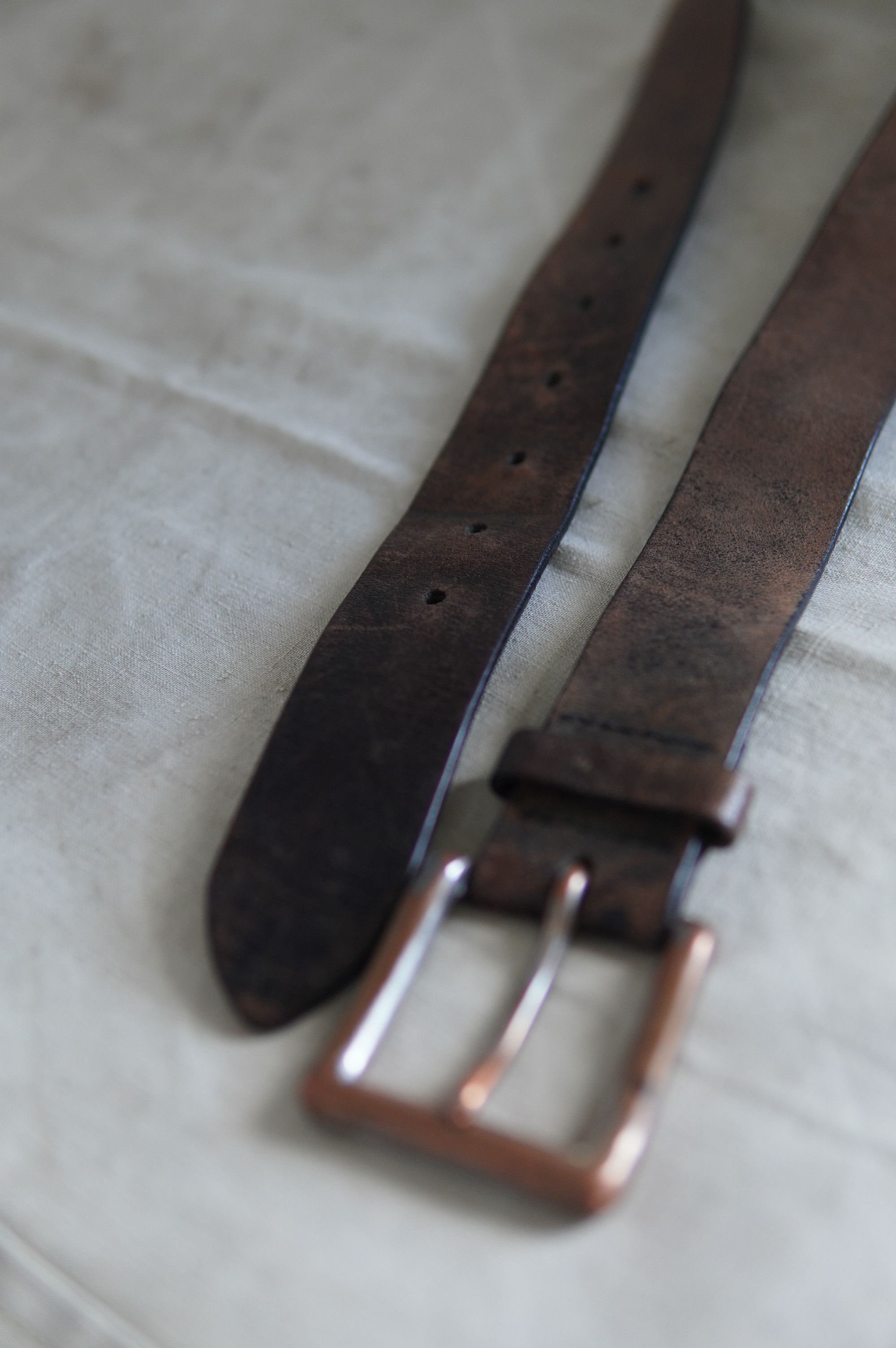 Vintage Vintage Heavy Leather Rusty Brown Belt Size ONE SIZE - 3 Thumbnail