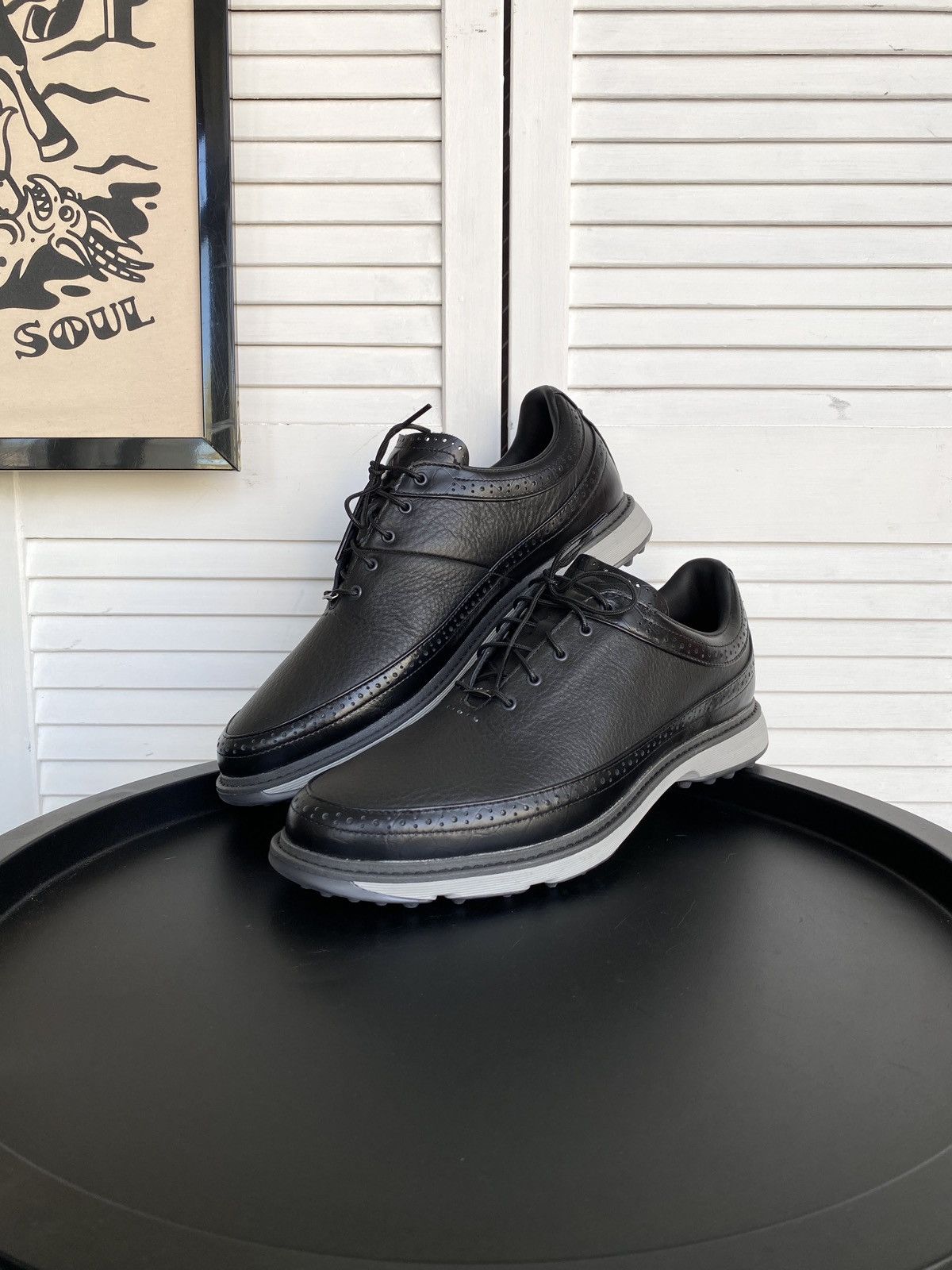 Adidas Modern Classic Spikeless Golf Leather Sneakers Shoes in Black, Men's (Size 11.5)
