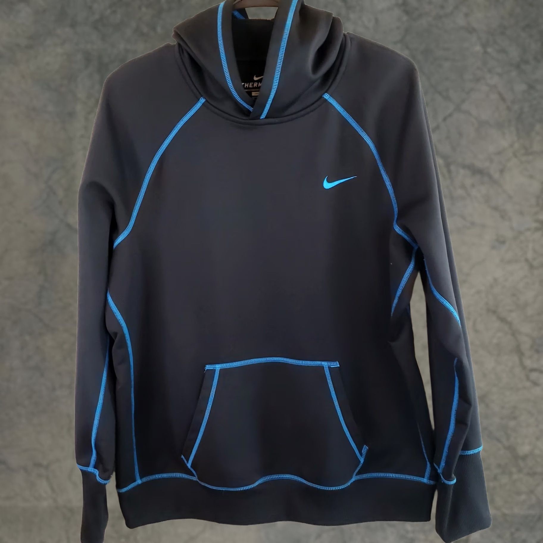 Nike Nike Hoodie Mens XL Black Therma-Fit Pullover Fleece Lined Jacket Pockets BlueT Size US XL / EU 56 / 4 - 1 Thumbnail