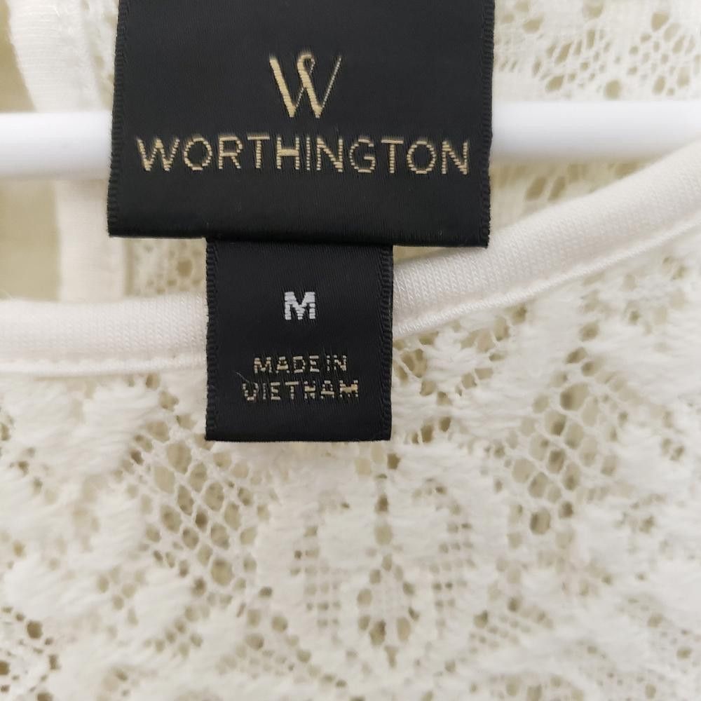 Worthington CT1455 Ladies Worthington Cream Lace Blouse M Size M / US 6-8 / IT 42-44 - 6 Thumbnail