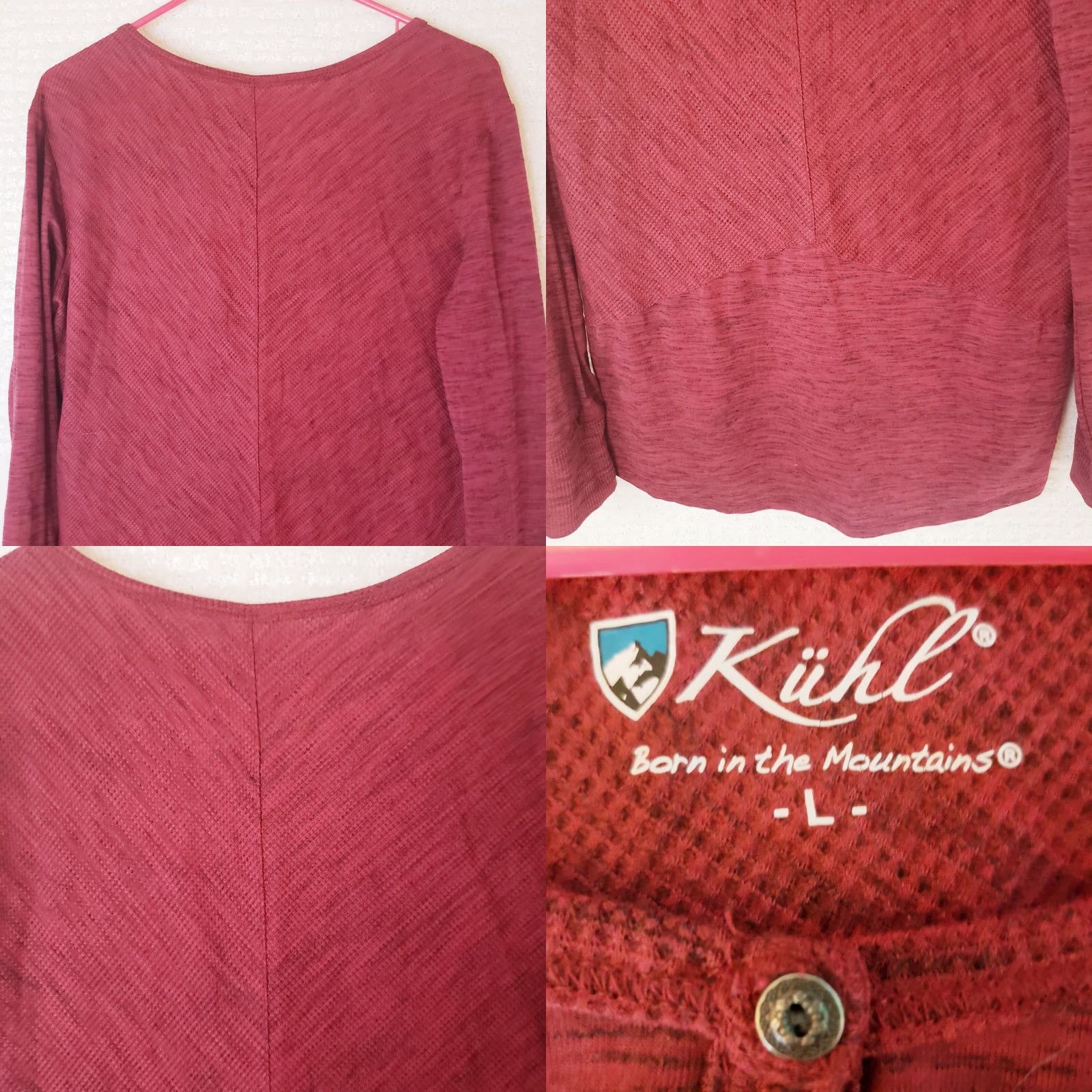 Vintage Kuhl Womens Henley Thermal Top L Red Long Sleeve Pullover Button Knit Floral Pattern Raglan Sleeve Casual Travel Womens L Size L / US 10 / IT 46 - 8 Thumbnail