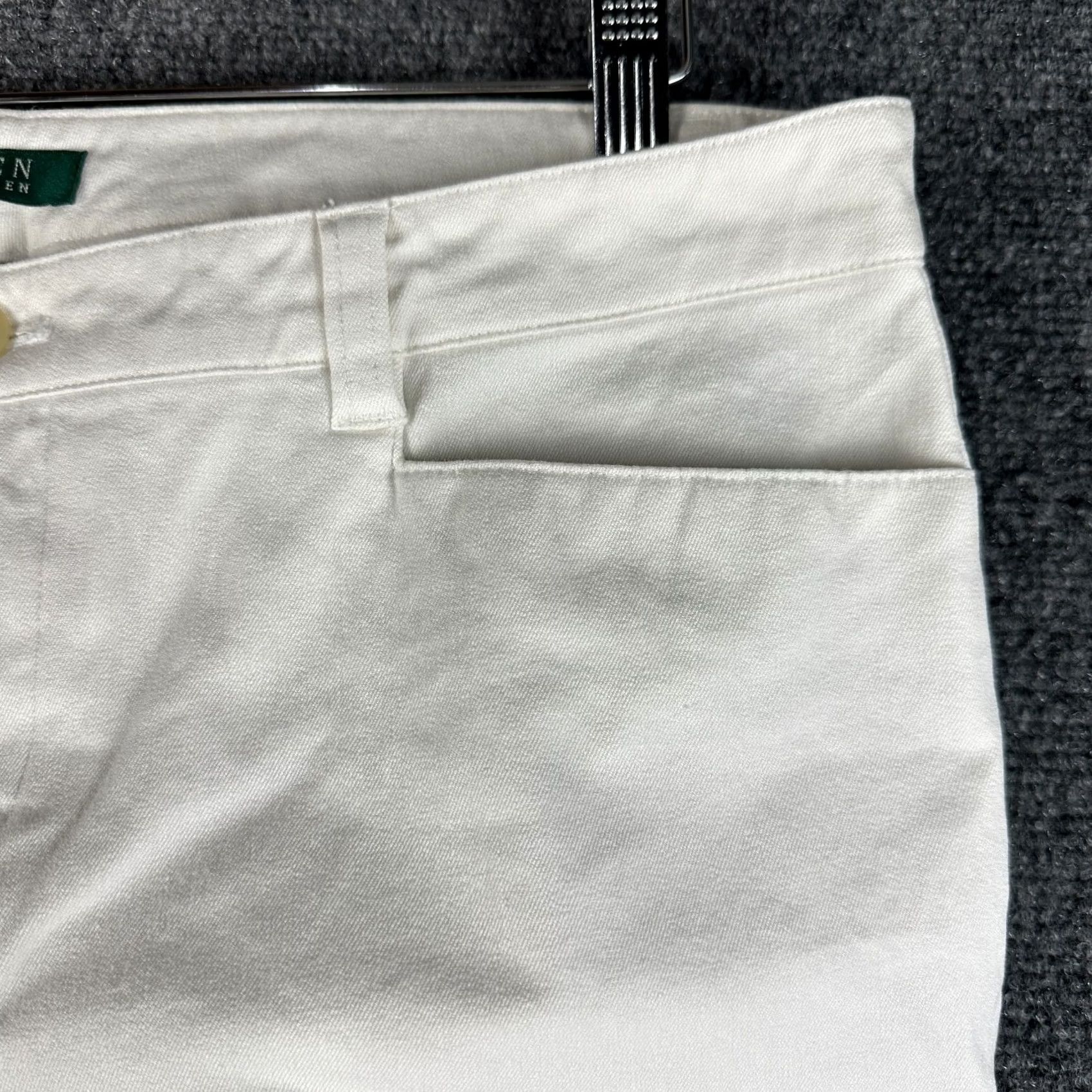 Ralph Lauren Lauren Ralph Lauren Womens Pants White Cotton Stretch Straight Leg Pockets Size 10 Size 32" / US 10 / IT 46 - 3 Thumbnail