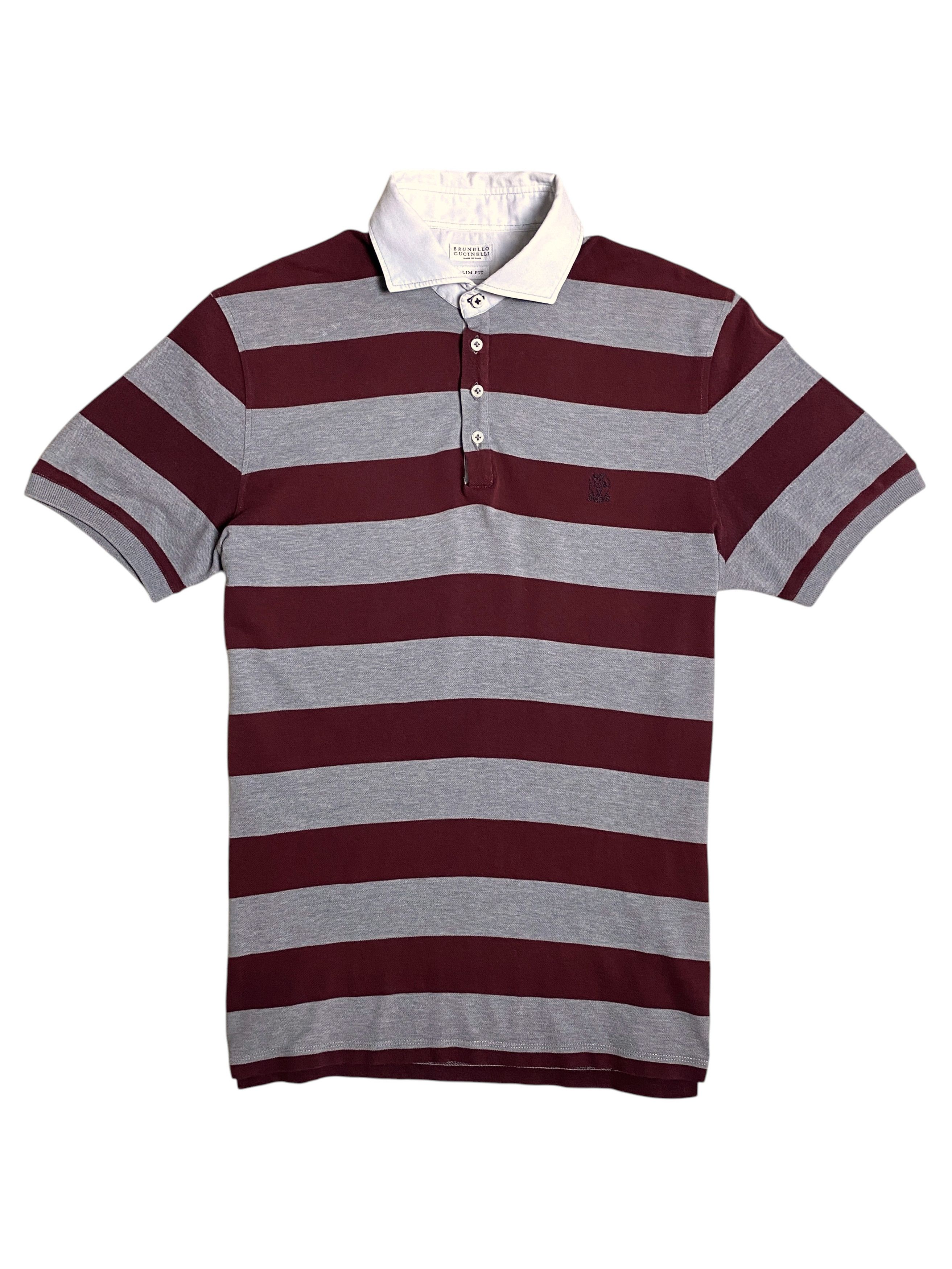 Brunello Cucinelli Brunello Cucinelli Striped Slim Denim Logo Polo Size US L / EU 52-54 / 3 - 1 Thumbnail