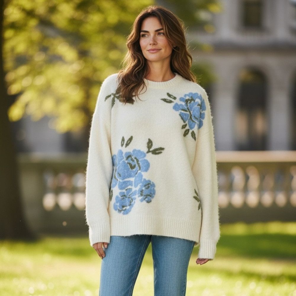 Ted Baker NWT New $175 Ted Baker Floral Crew Neck Wool Blend Sweater Size L / US 10 / IT 46 - 2 Thumbnail