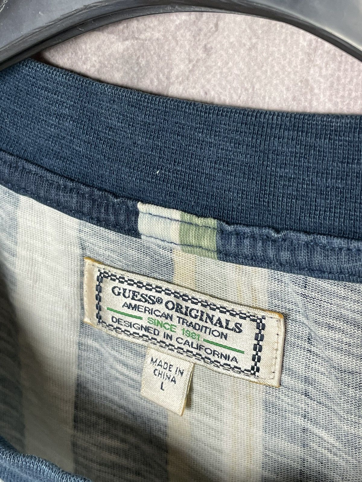 A$AP Rocky × Guess × Vintage Vintage GUESS like ASAP ROCKY Striped Spellout T Shirt Size US L / EU 52-54 / 3 - 9 Thumbnail