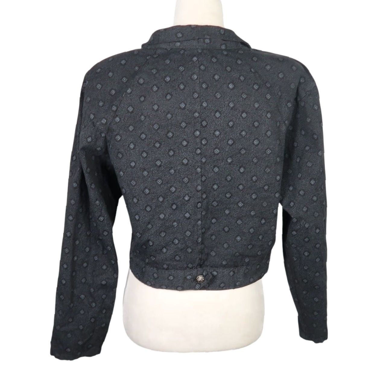 Vintage VINTAGE A. Byer Blazer Jacket Geometric Print Crop Dark Grey L Womens Short Length Button Closure 80s Size L / US 10 / IT 46 - 4 Thumbnail