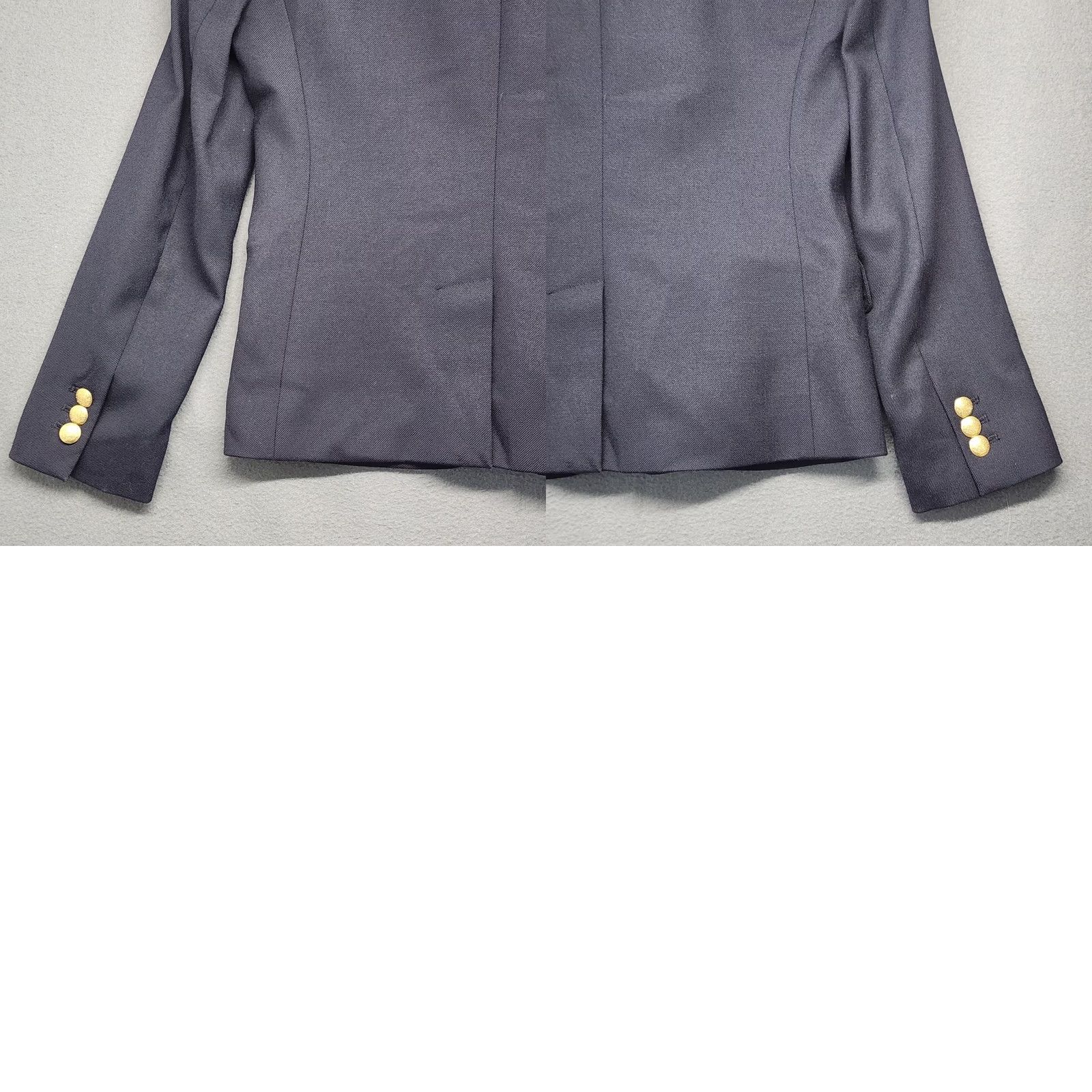 J.Crew J.CREW Schoolboy Wool Blend Blazer 2P Navy Blue Gold Buttons Womens Petite Small Button Closure Long Sleeve Blazer EXCELLENT Size XS / US 0-2 / IT 36-38 - 10 Thumbnail