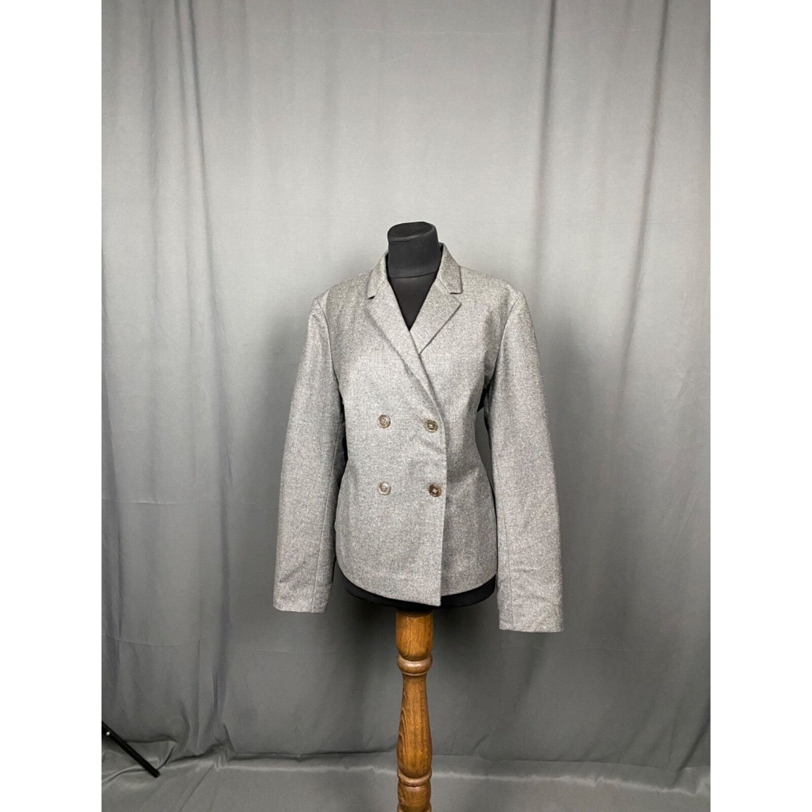 Jil Sander Jil Sander Women's Gray Wool Cashmere Double Breasted Blazer Size M / US 6-8 / IT 42-44 - 2 Thumbnail