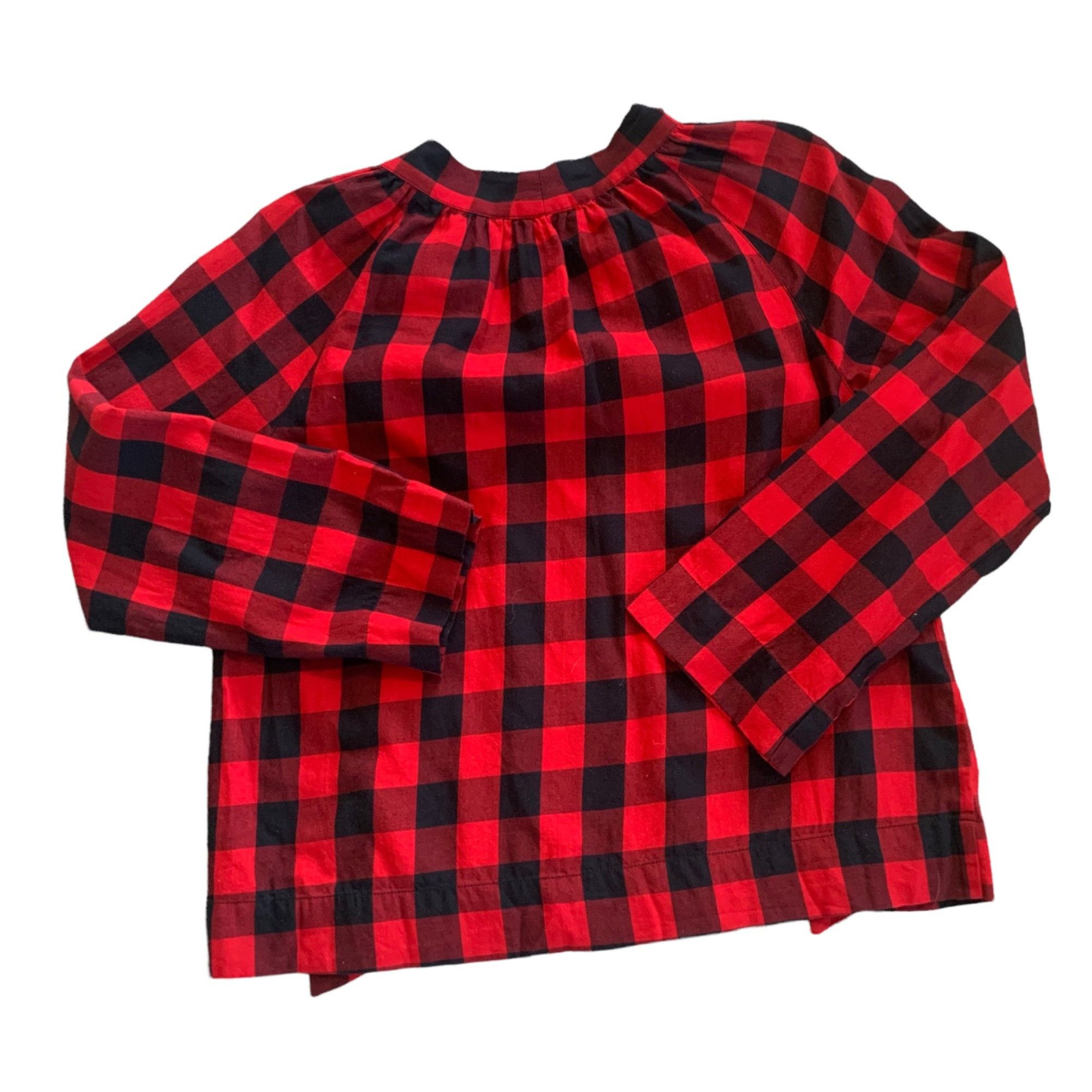 Madewell Madewell Buffalo Checked Tie Neck Red & Black Top XS Size XS / US 0-2 / IT 36-38 - 5 Thumbnail