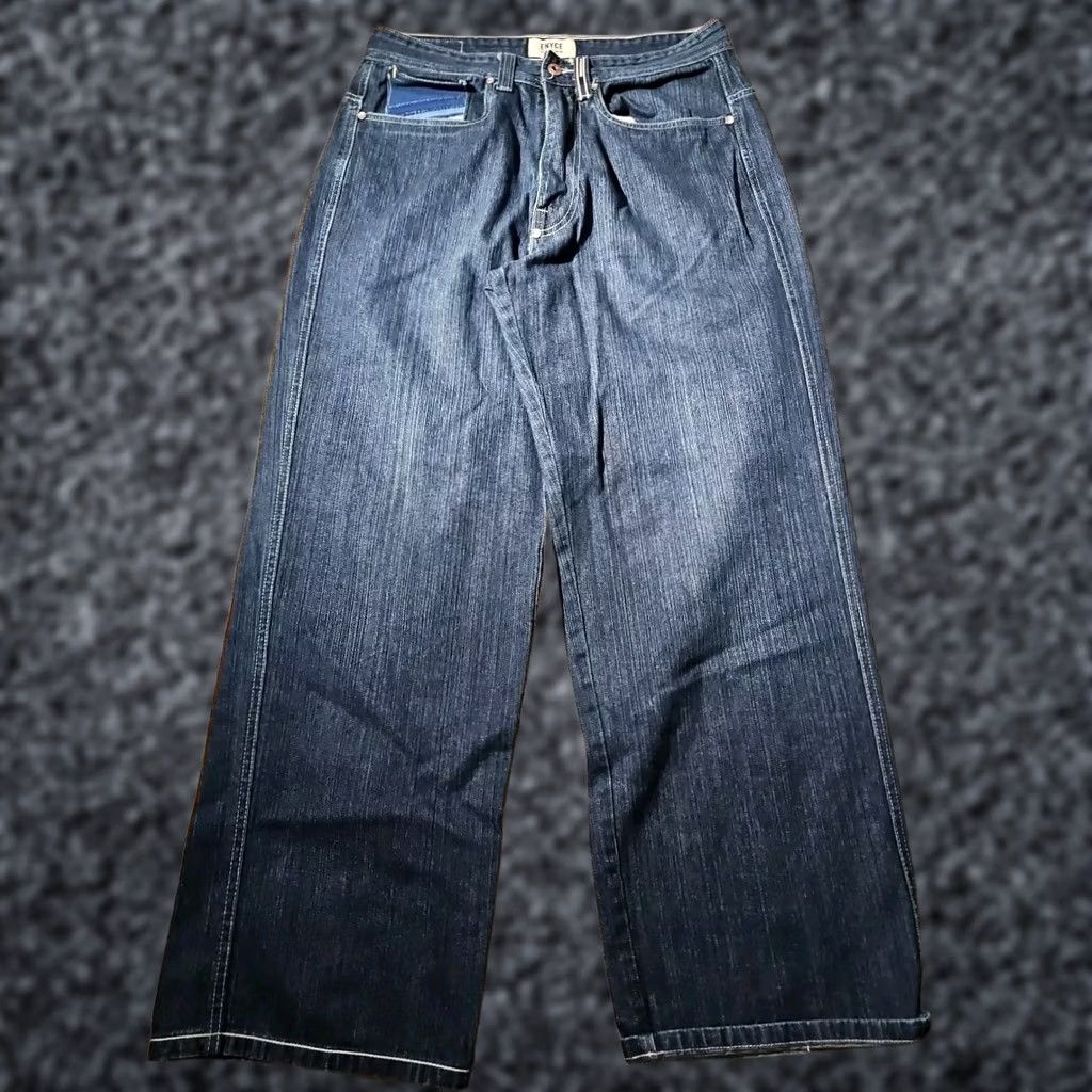 Enyce VINTAGE Enyce Jeans Mens 32 Blue Denim Baggy Embroidered Y2K Wide-Leg 2000s Pants Hip Hop Mens 32 Denim Jeans Size US 32 / EU 48 - 1 Thumbnail
