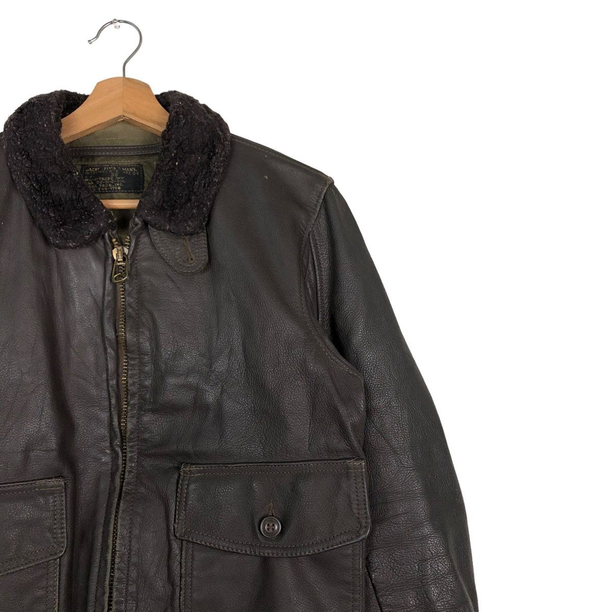 Vintage 🔥VINTAGE LEATHER USN US JACKET FLY MAN BRILL BROS INC USA Size US M / EU 48-50 / 2 - 8 Thumbnail