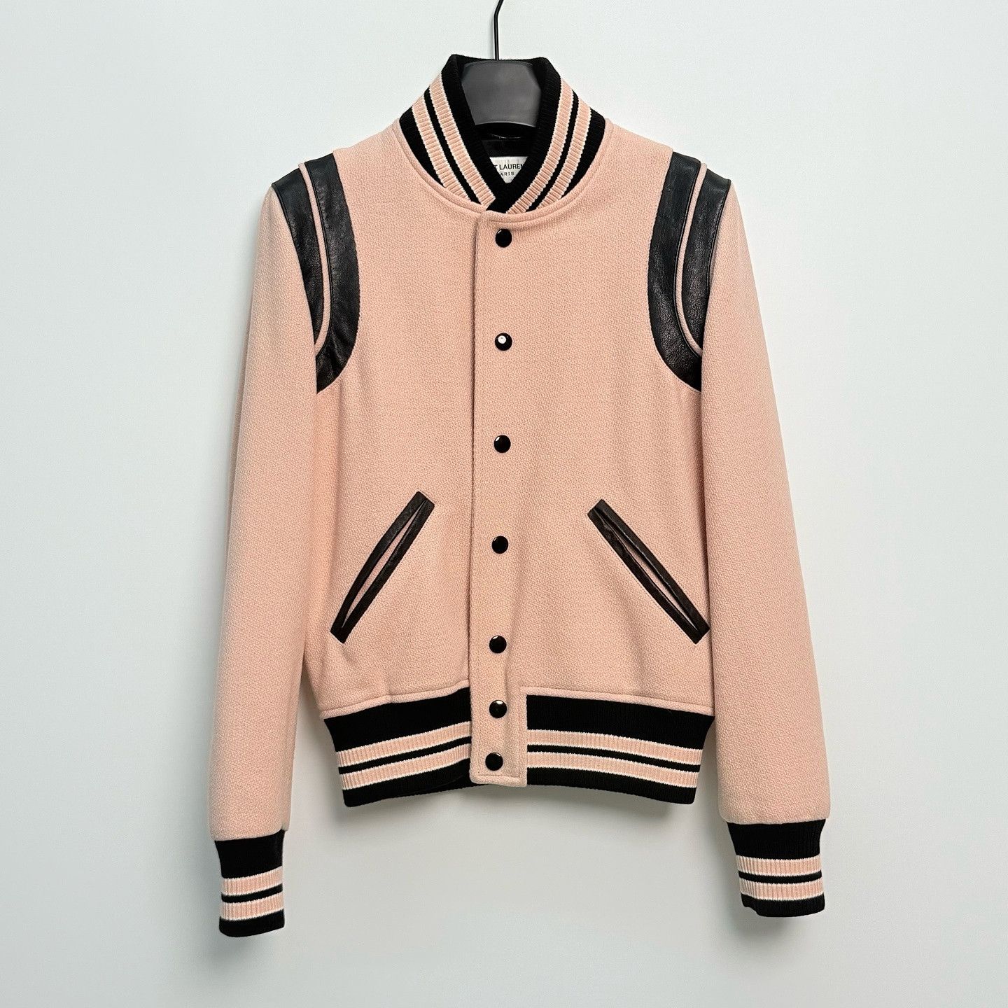 Saint Laurent Paris Saint Laurent Leather Trim Varsity Jacket F38 Size S / US 4 / IT 40 - 1 Thumbnail