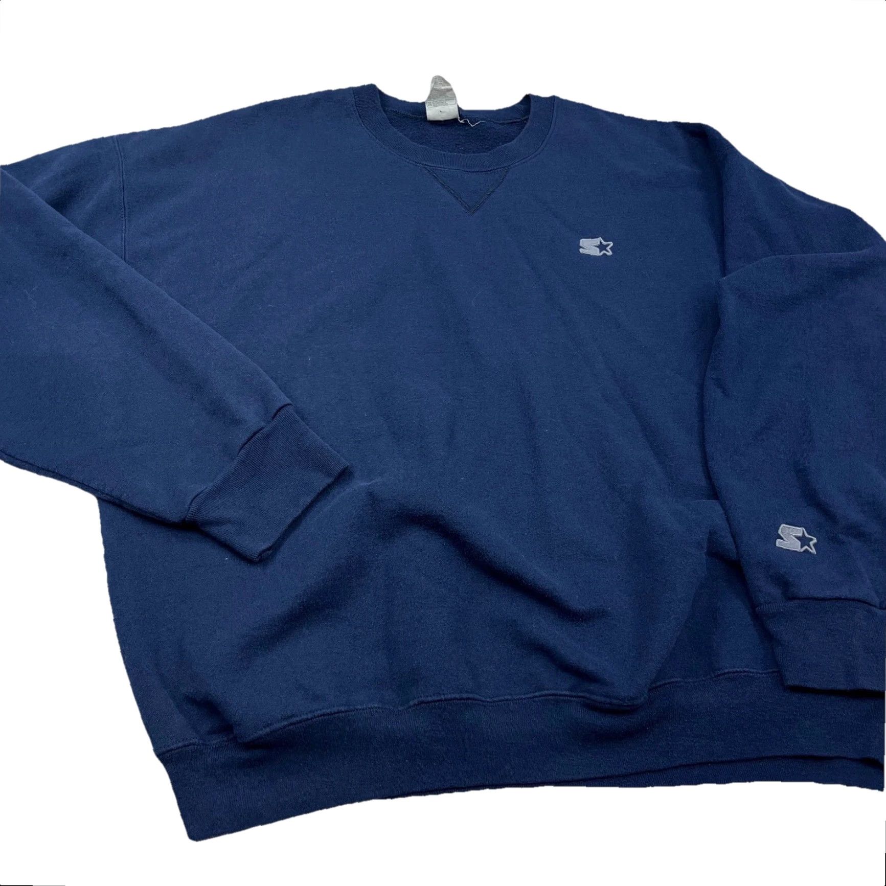 Starter VINTAGE Starter Sweatshirt Men XL Blue Crew Neck Pullover Embroidered Logo Solid Athletic American Retro Hipster 00s Size US XL / EU 56 / 4 - 4 Thumbnail