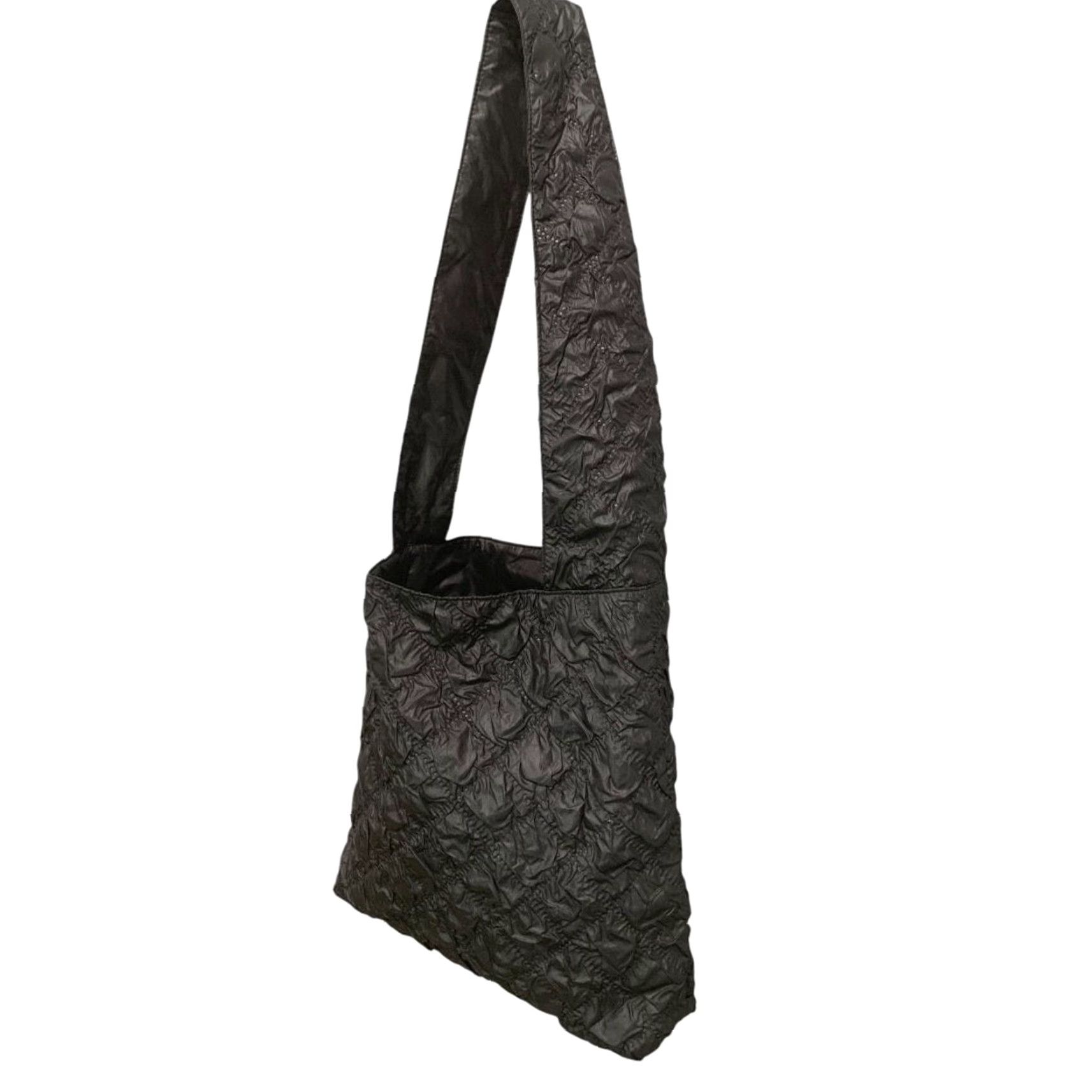Vintage VINTAGE Black Quilted Look Nylon Shoulder Bag Sling Tote Women Size ONE SIZE - 3 Thumbnail