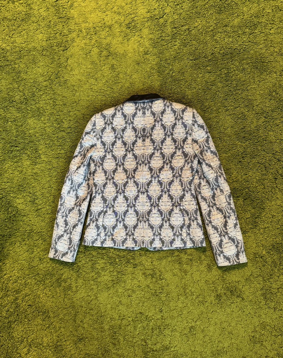 Designer × Maje Maje oldmoney style jacquard blazer with leather collar Size S / US 4 / IT 40 - 3 Thumbnail