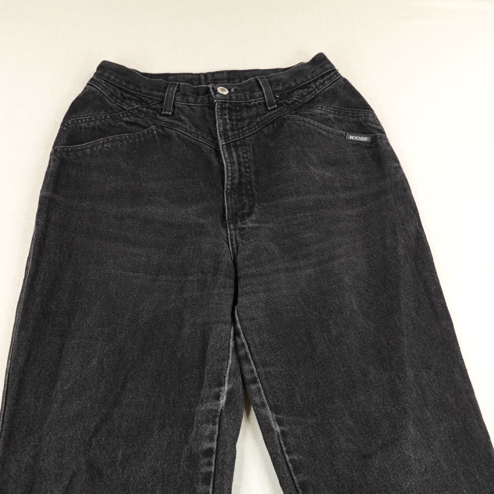 Vintage Rocky Mountain Jeans Black Denim High Rise Straight Leg Womens 32 Regular Size 24" / US 00 / IT 34 - 2 Thumbnail