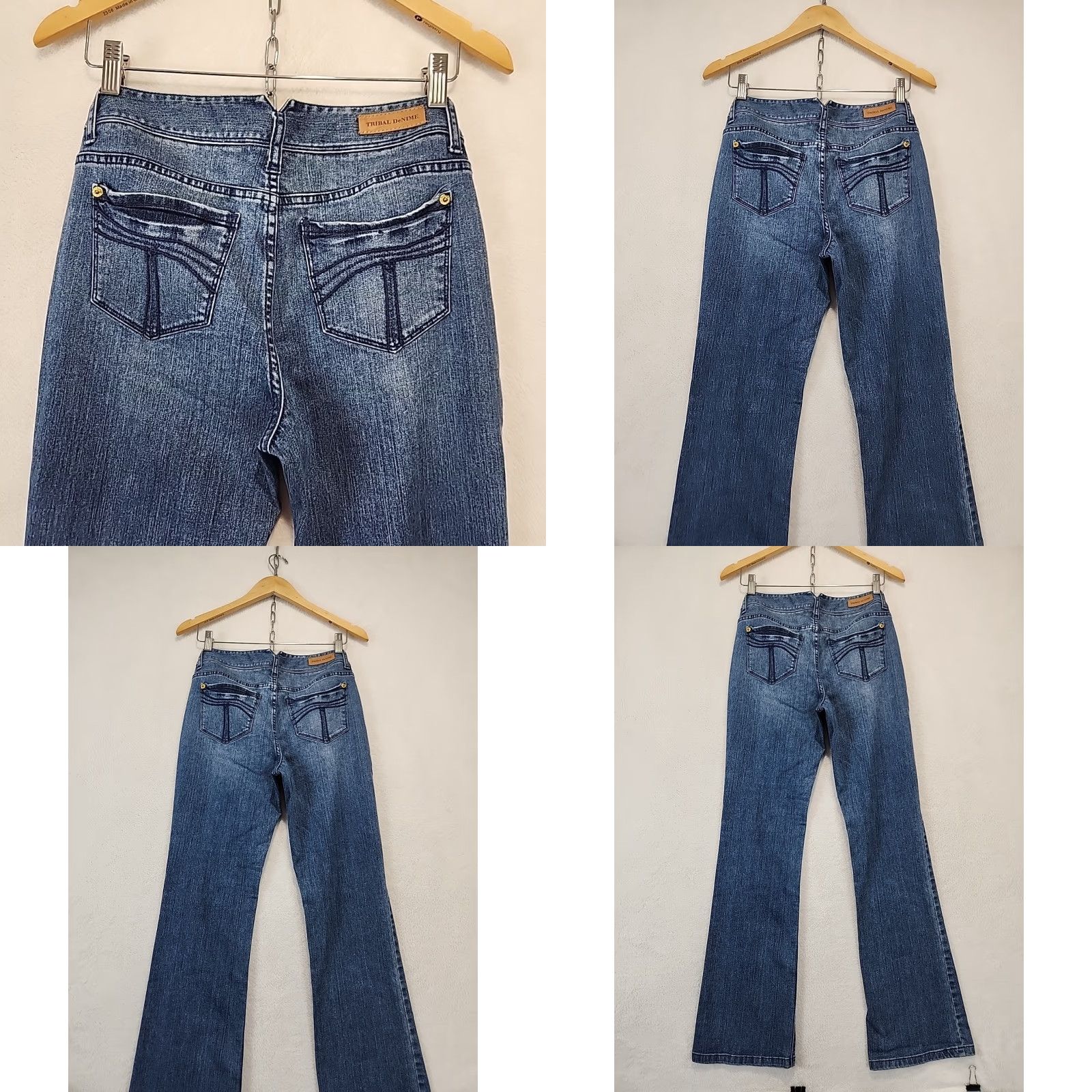 Denime VINTAGE Tribal DeNIME Jeans Womens 28/6 Camille Natural Waist Curvy Boot Leg Whisker Denim Blue 5-Pocket Stretch Regular 6 Womens Jeans Size 28" / US 6 / IT 42 - 8 Thumbnail