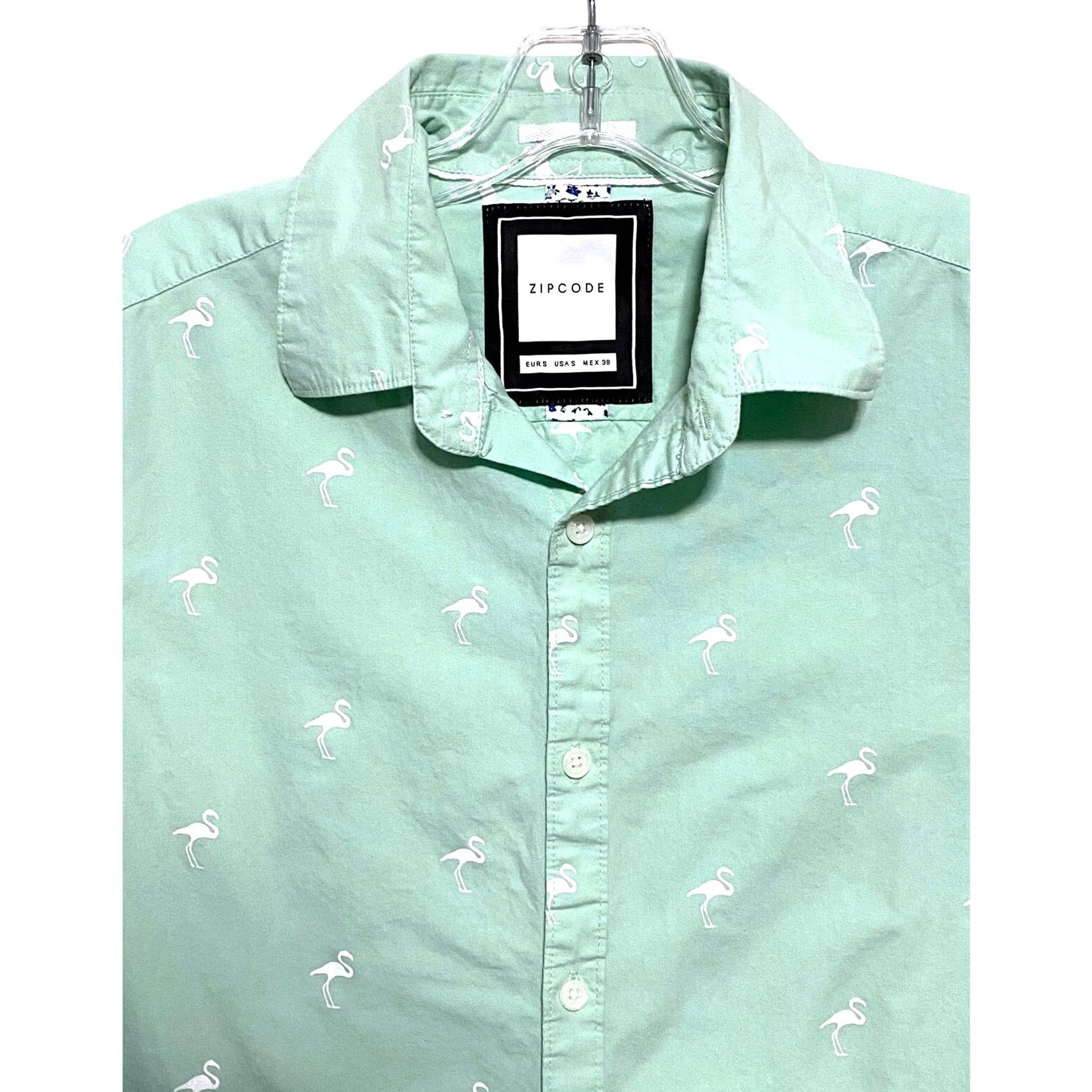 Gloverall Zip Code Shirt Men S Flamingo Birds All Over Print Button Summer Vacation Resort Size US S / EU 44-46 / 1 - 2 Thumbnail