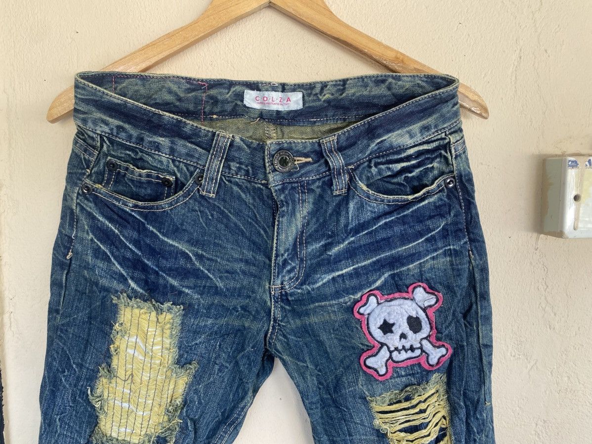 Japanese Brand COLZA 2000s Patchwork Distressed Denim Size 30" / US 8 / IT 44 - 5 Thumbnail
