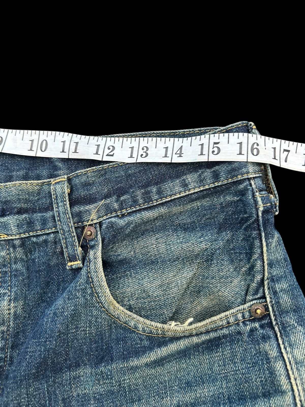 Japanese Brand × Kapital × Vintage Vintage Levis Big E Buckle Back Distressed Short Denim Size US 32 / EU 48 - 14 Thumbnail