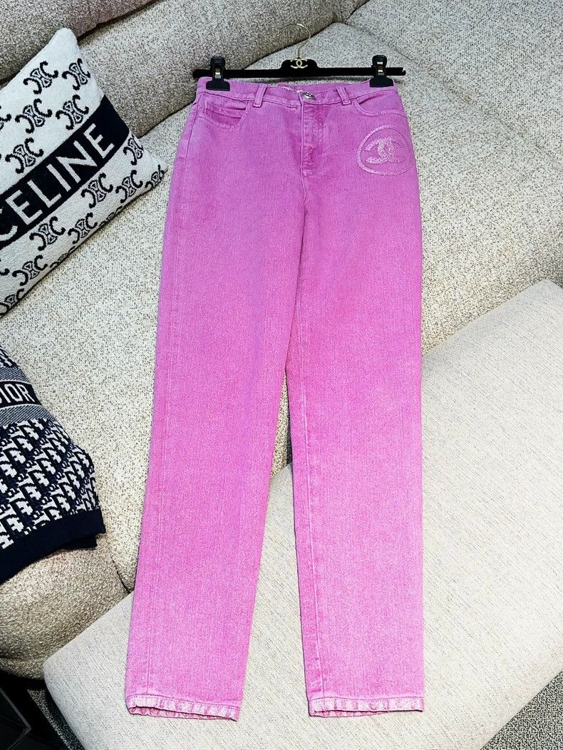 Chanel Chanel 23C pink purple double C denim trousers Size 24" / US 00 / IT 34 - 1 Thumbnail