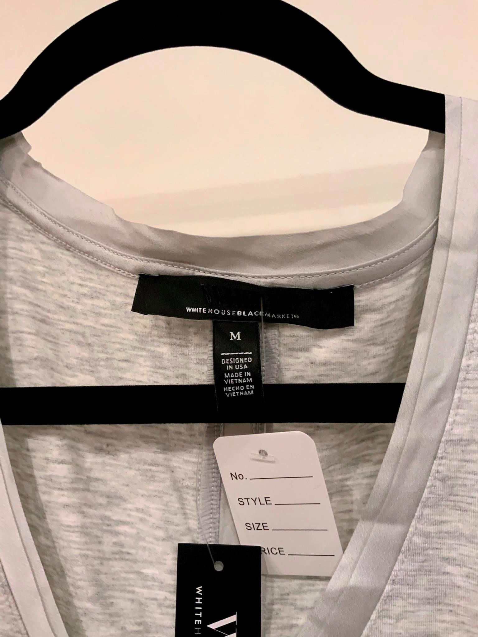 Designer White House Black Market Gray V-Neck Top - Size M Size M / US 6-8 / IT 42-44 - 3 Thumbnail